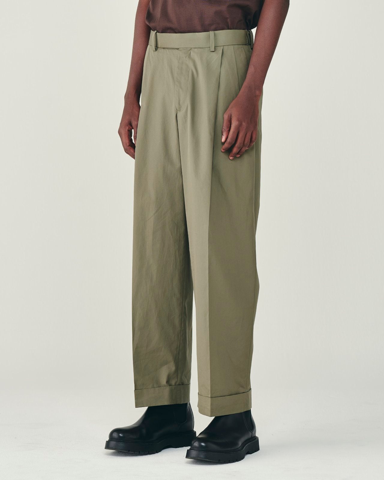 120/2オールウェザークロス	/ ダブルプリーテッドセミイージートラウザーズ, Sage Green