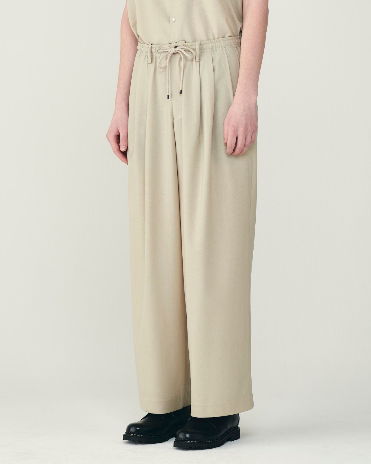 オーガニックウール2/80トロピカル / トリプルプリーテッドイージートラウザーズ, Beige