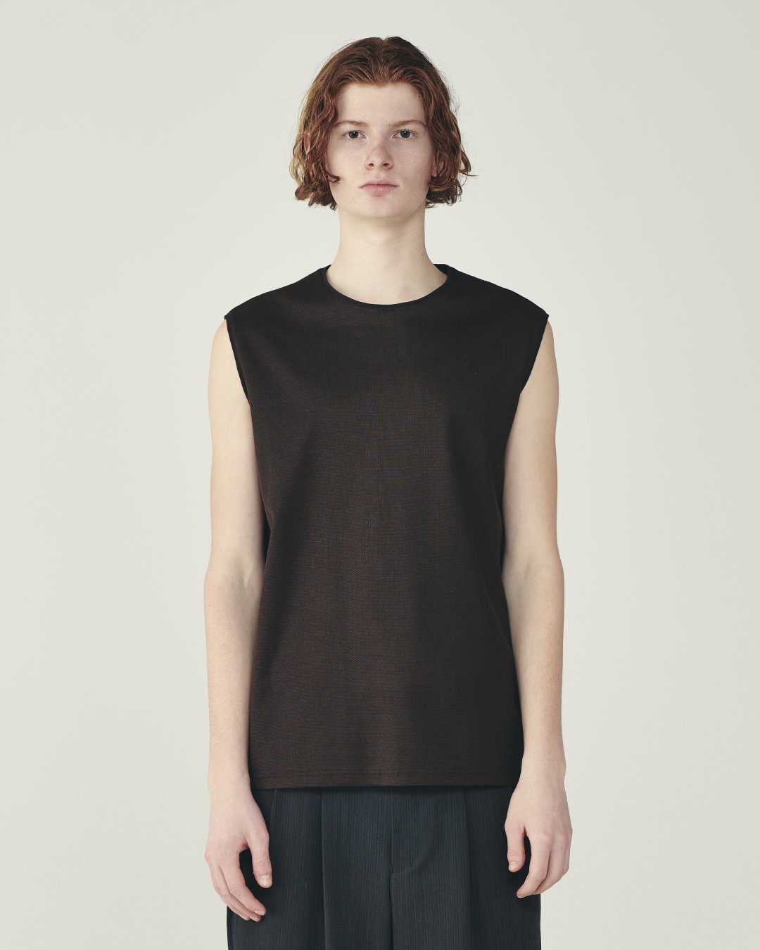 オーガニックコットンラミーカノコ / スリーブレスTee, Brown