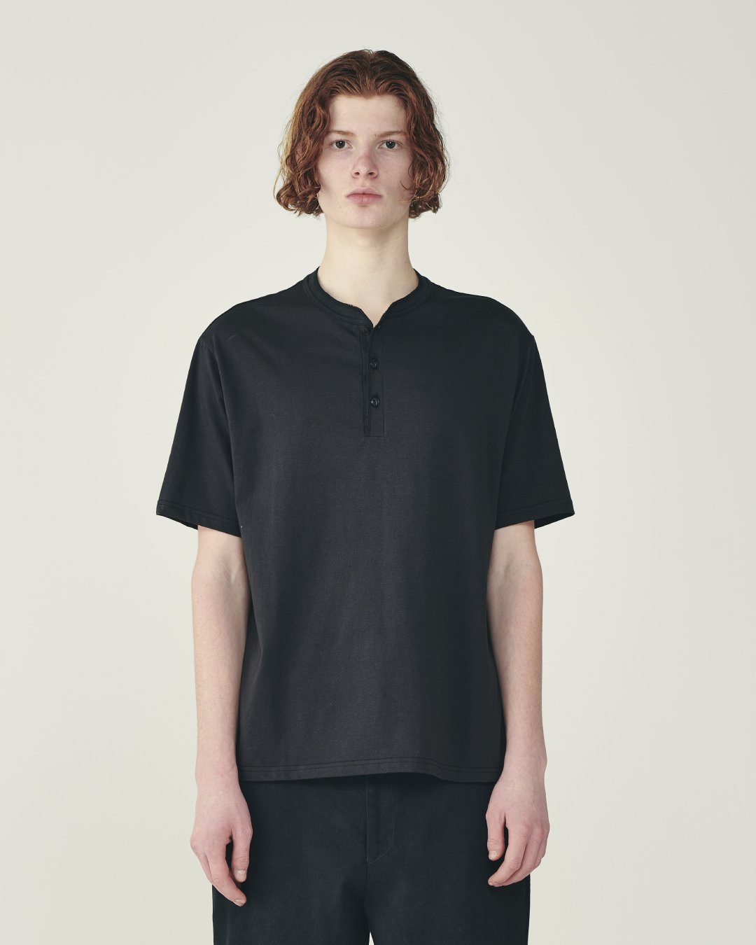 30/1オーガニックコットン空紡天竺 / ヘンリーネックTee, Ink Black