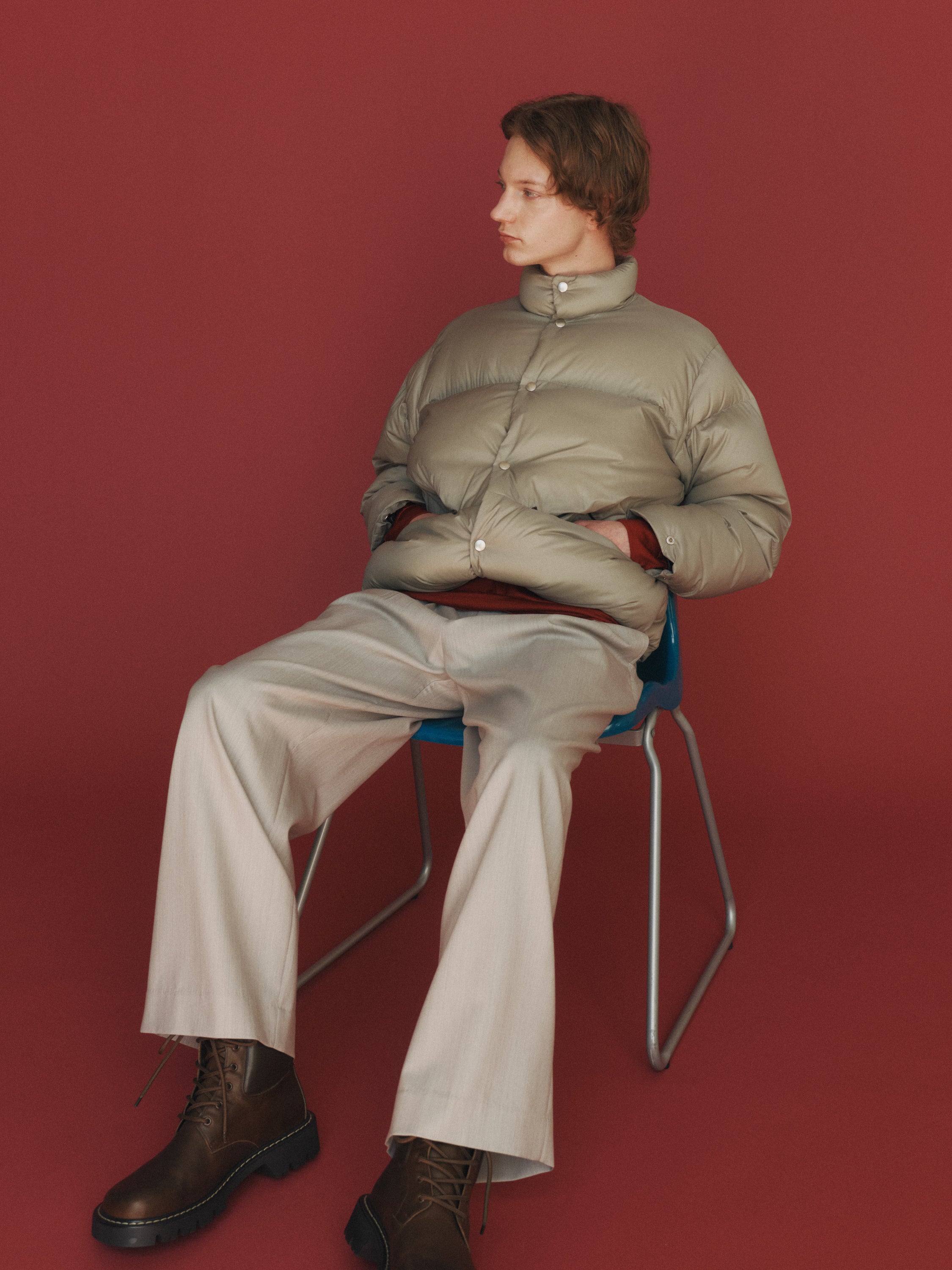 Recycled Nylon Mini Ripstop / Down Jacket, Light Gray