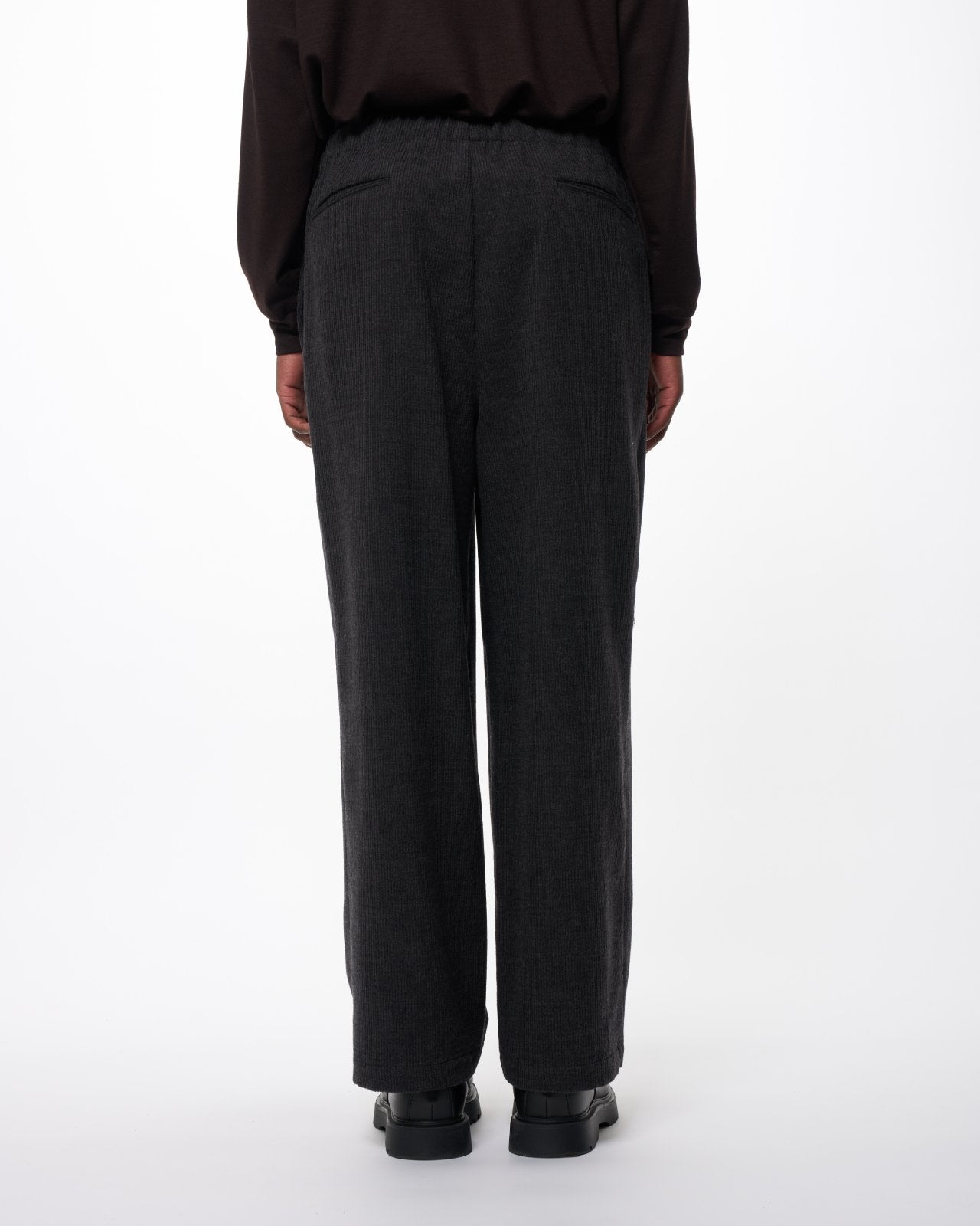 Super 120s Wool Corduroy / Wide Cylinder Fit Easy Pants, Top Gray