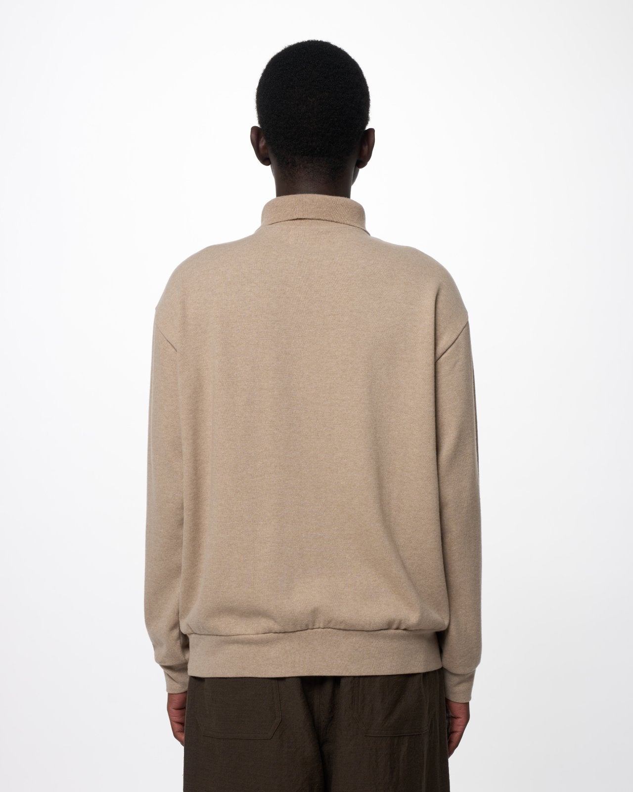 スーパー180s ウール天竺ミルド / 2ボタンL/Sポロ, Beige