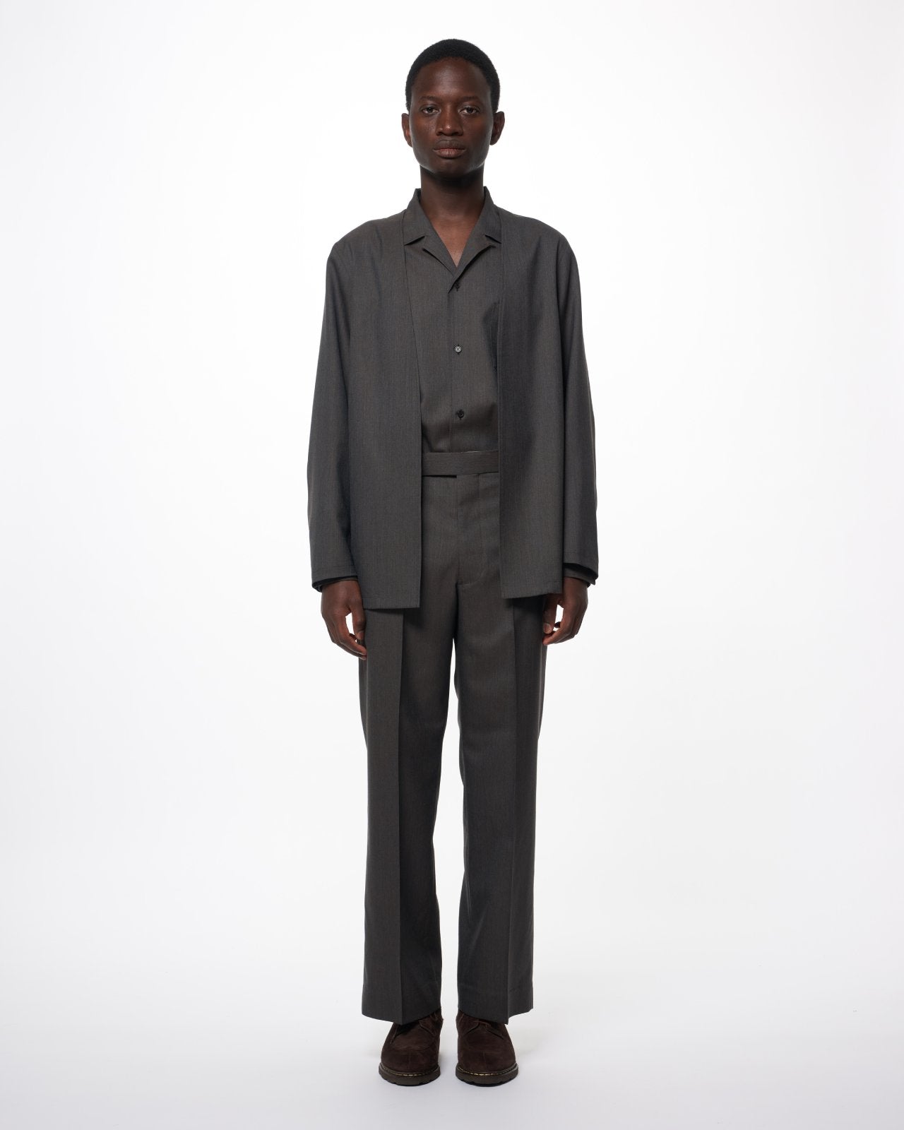 2/60 Wool Tropical Melange / Minimalist Jacket, Brown Gray
