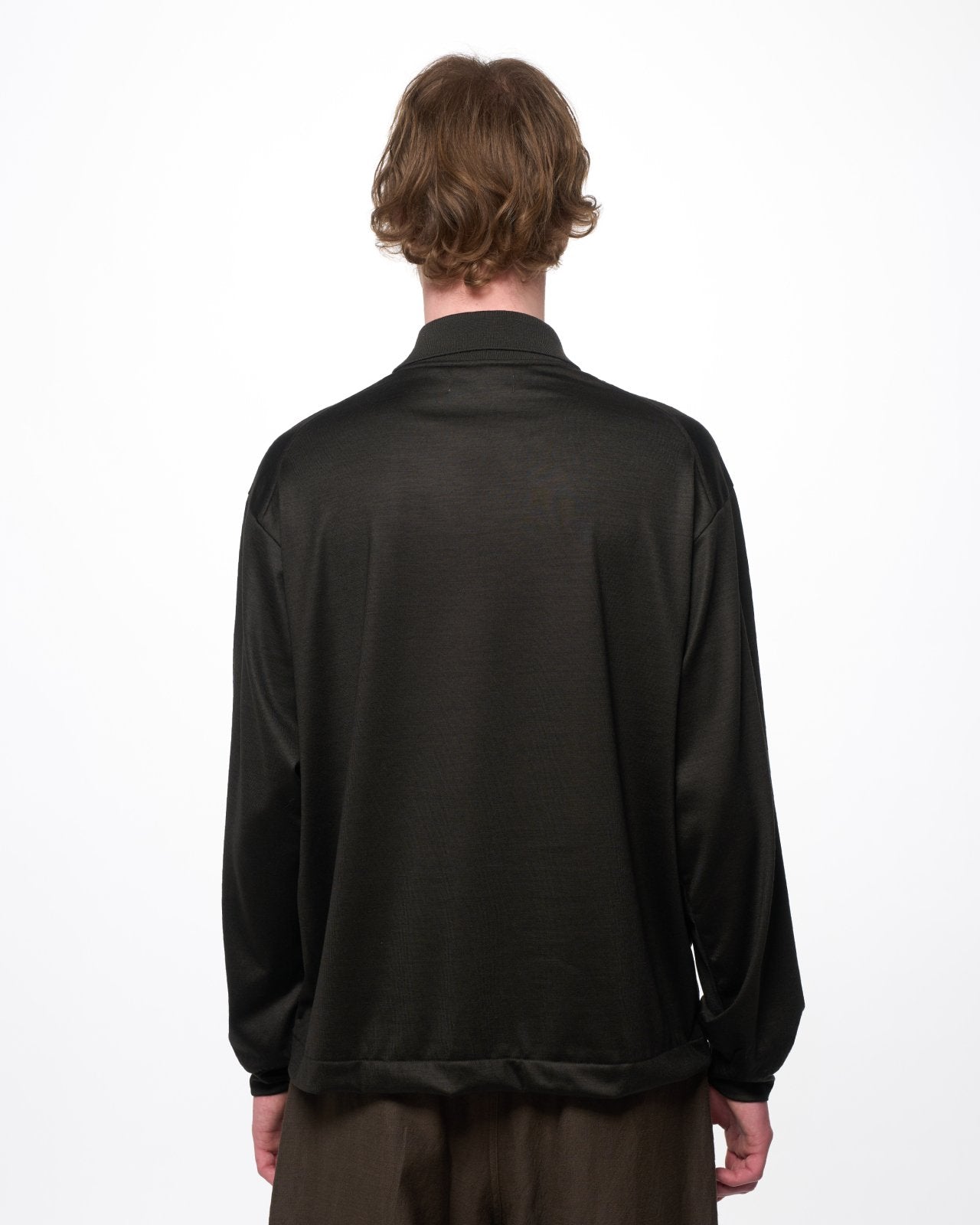 スーパー100s ウォッシャブルウール天竺 / シャツカーディガン, Dark Olive