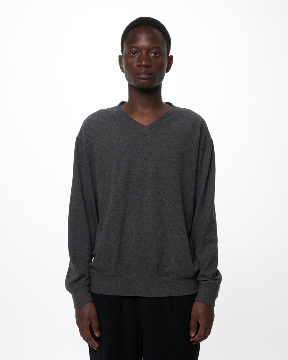 スーパー180s ウール天竺ミルド / VネックL/S Tee, M.Gray