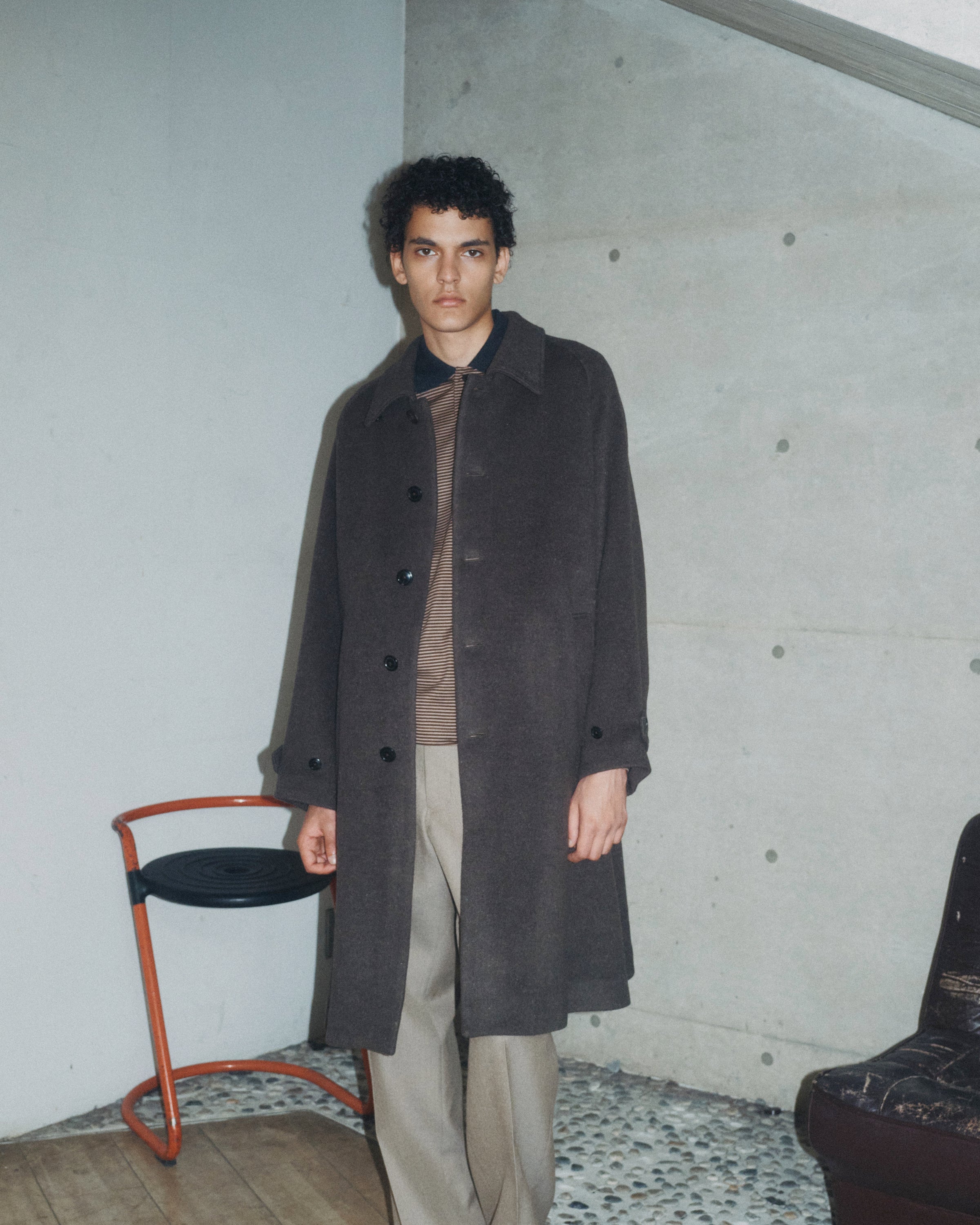 ウールシルクダブルクロス / ウォークアラウンドオーバーコート, Top Olive