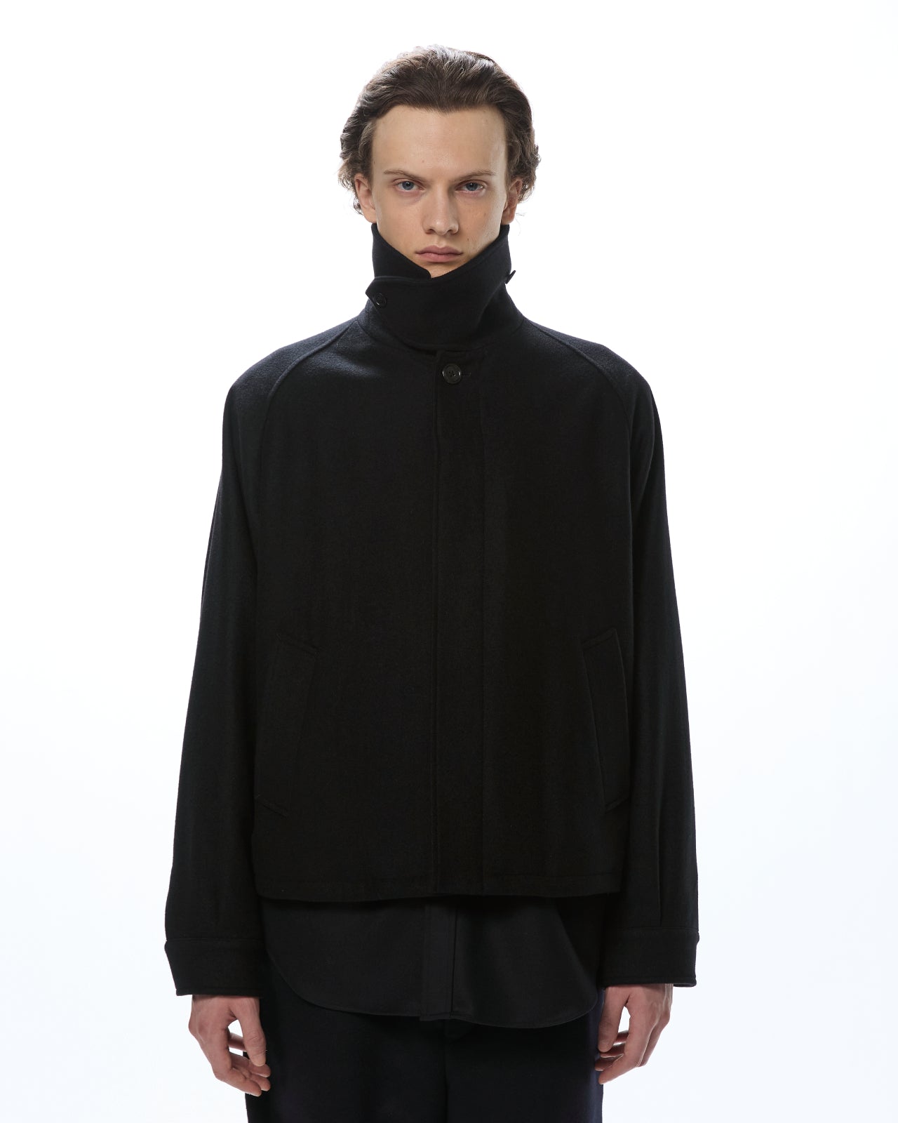 Cashmere Light Melton / Flying Man Jacket, Black