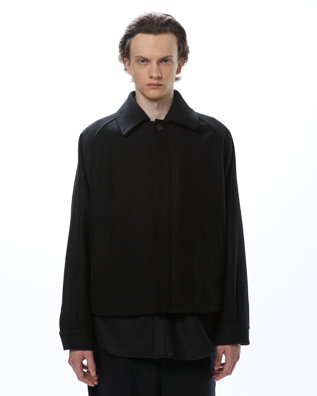 Cashmere Light Melton / Flying Man Jacket, Black