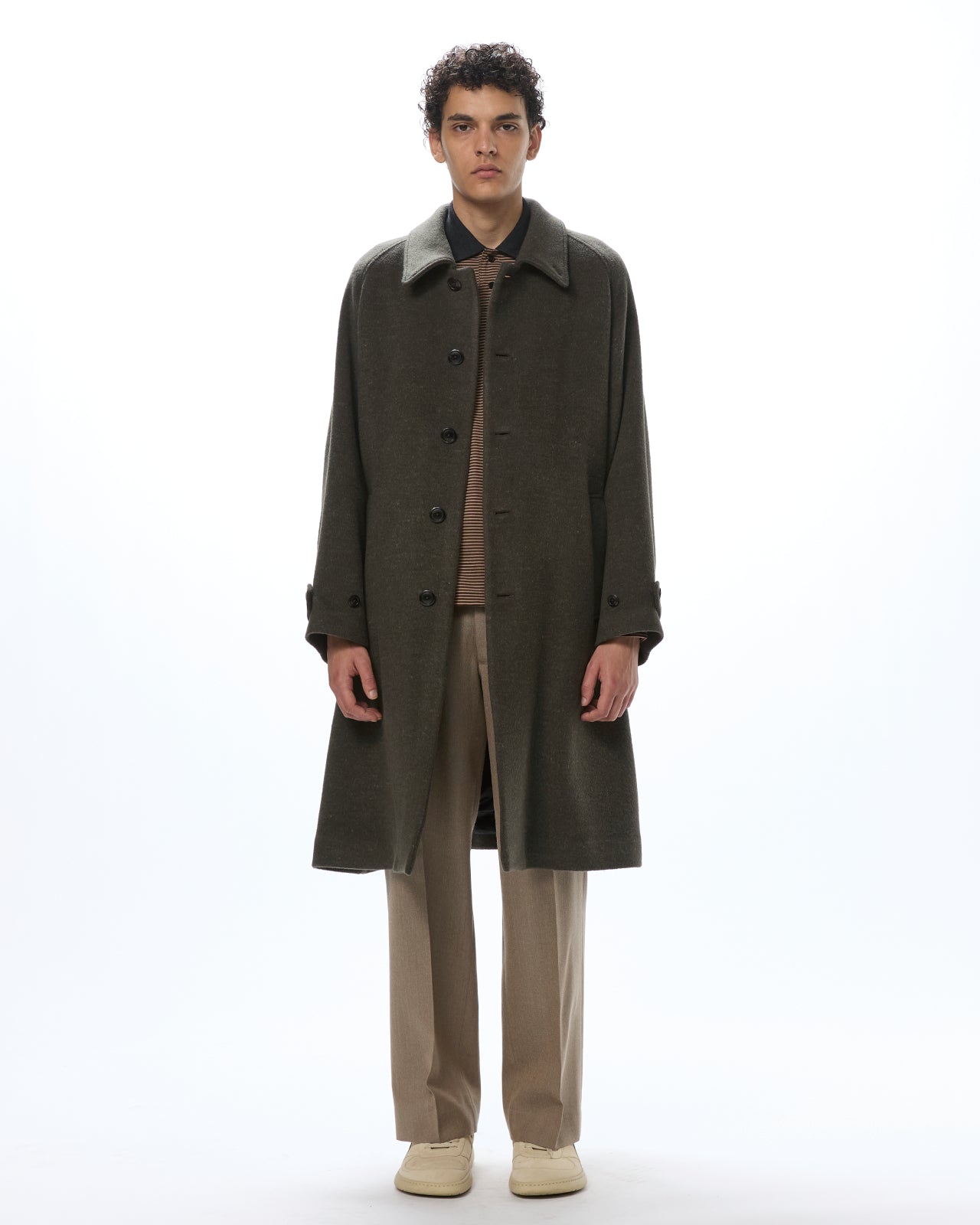 ウールシルクダブルクロス / ウォークアラウンドオーバーコート, Top Olive