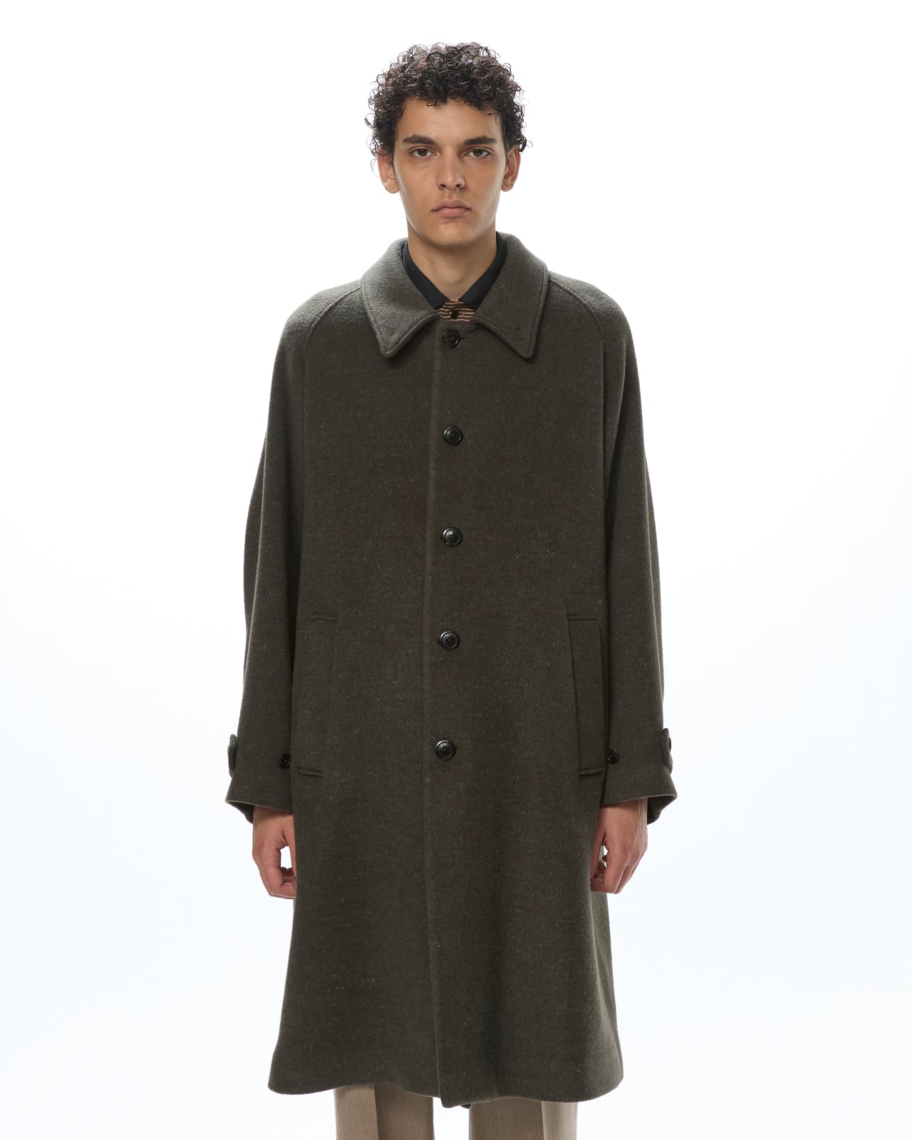 ウールシルクダブルクロス / ウォークアラウンドオーバーコート, Top Olive