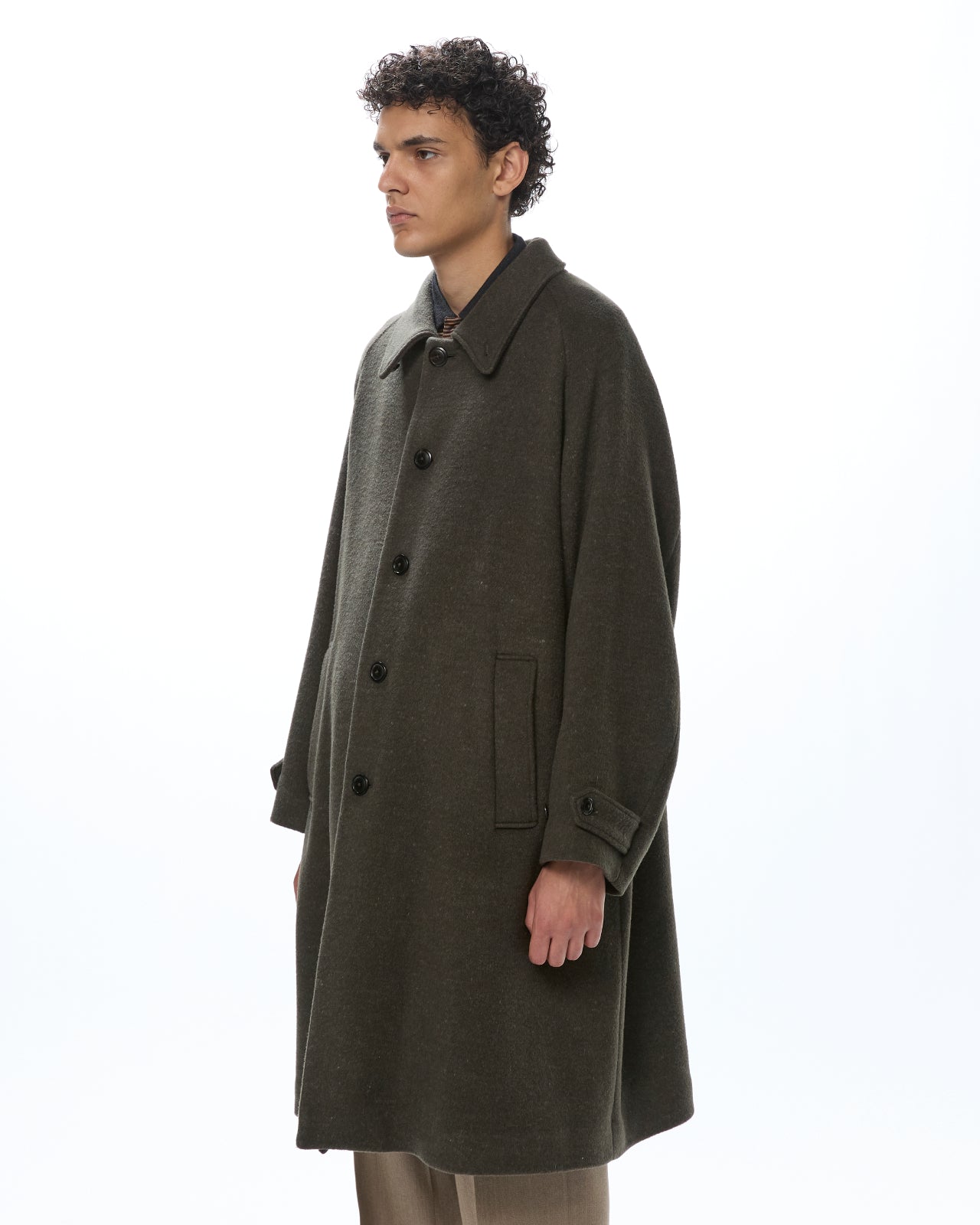 ウールシルクダブルクロス / ウォークアラウンドオーバーコート, Top Olive