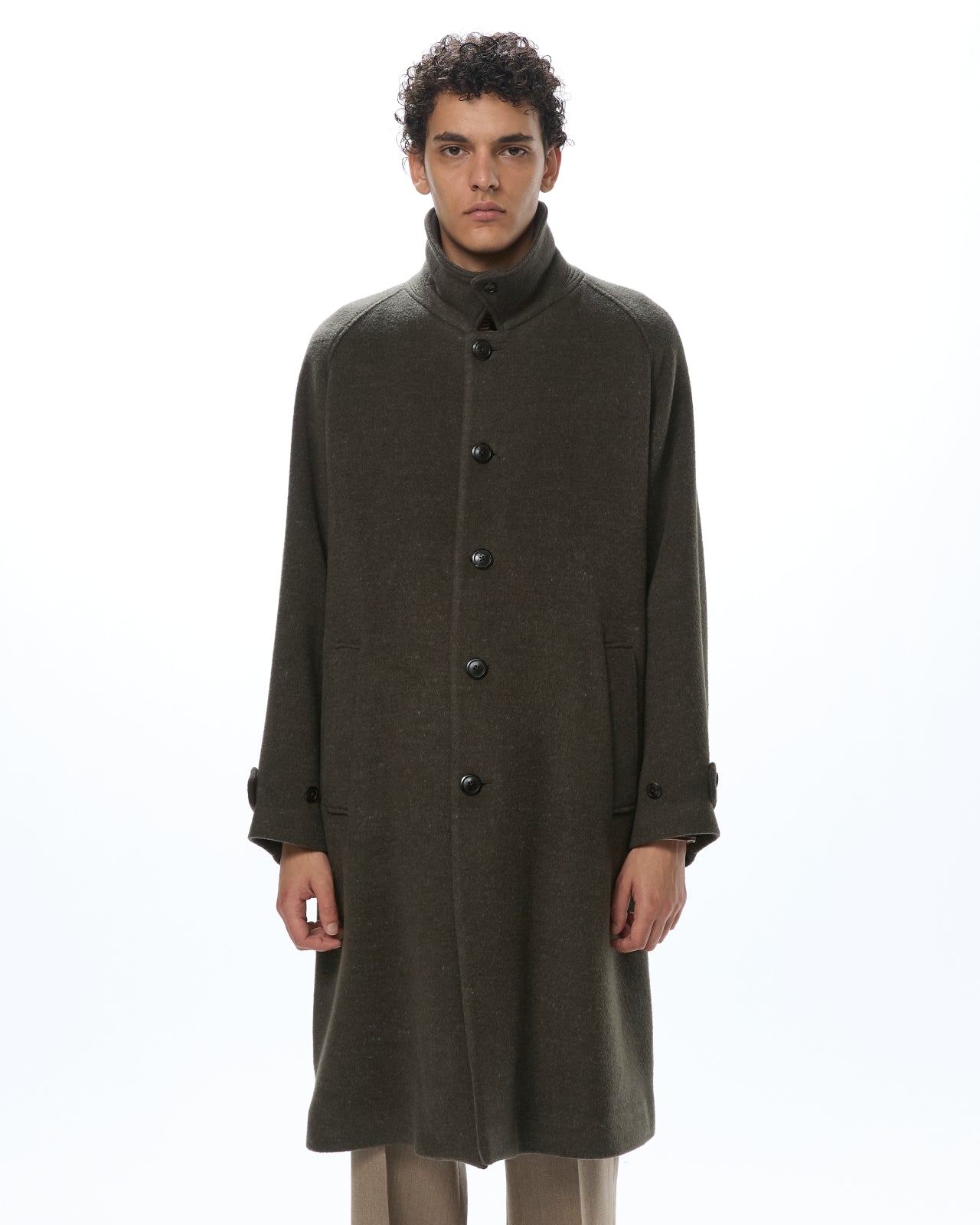 ウールシルクダブルクロス / ウォークアラウンドオーバーコート, Top Olive