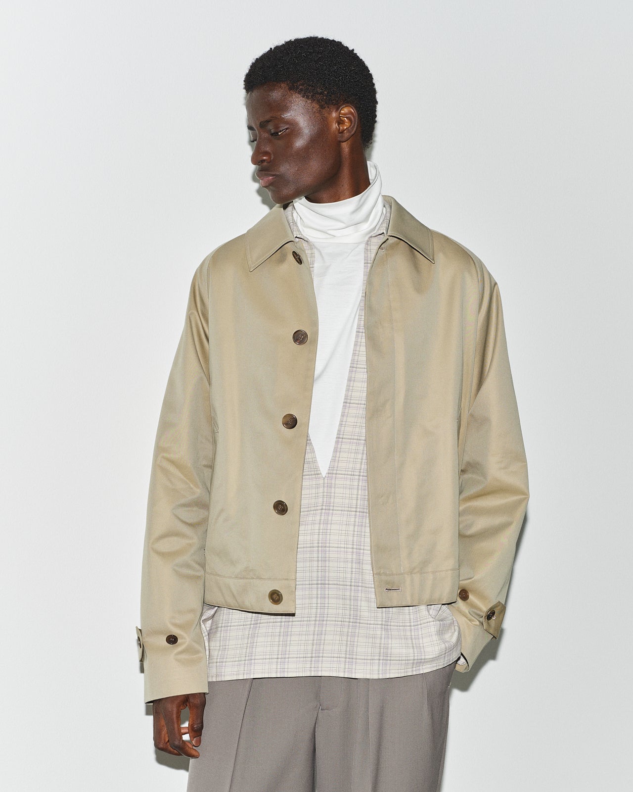 ORGANIC GIZA GABARDINE SERVICE JACKET, Khaki