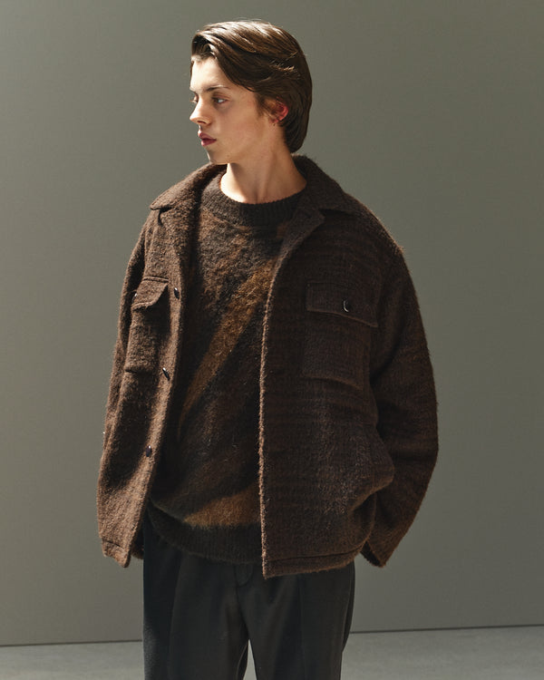 ALPACA SHAGGY PLAID ALPACA LOGGER JACKET, Brown Check