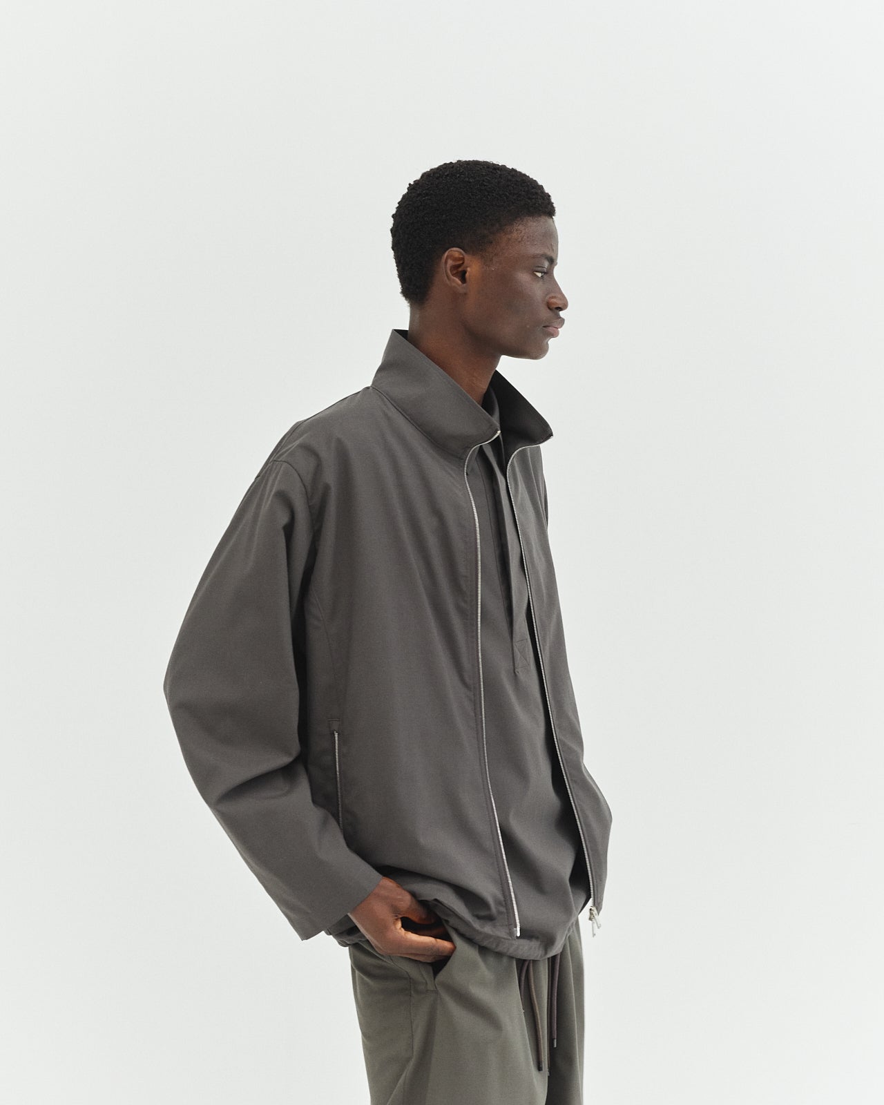 2/80 ORGANIC WOOL TYPEWRITER GYM JACKET, Charcoal