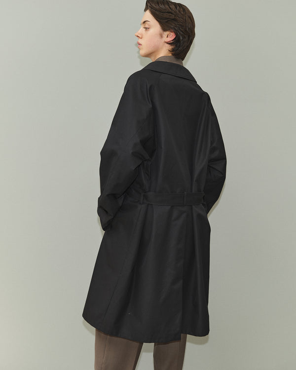 ORGANIC GIZA GABARDINE REVERSIBLE SINGLE TRENCH COAT, Black