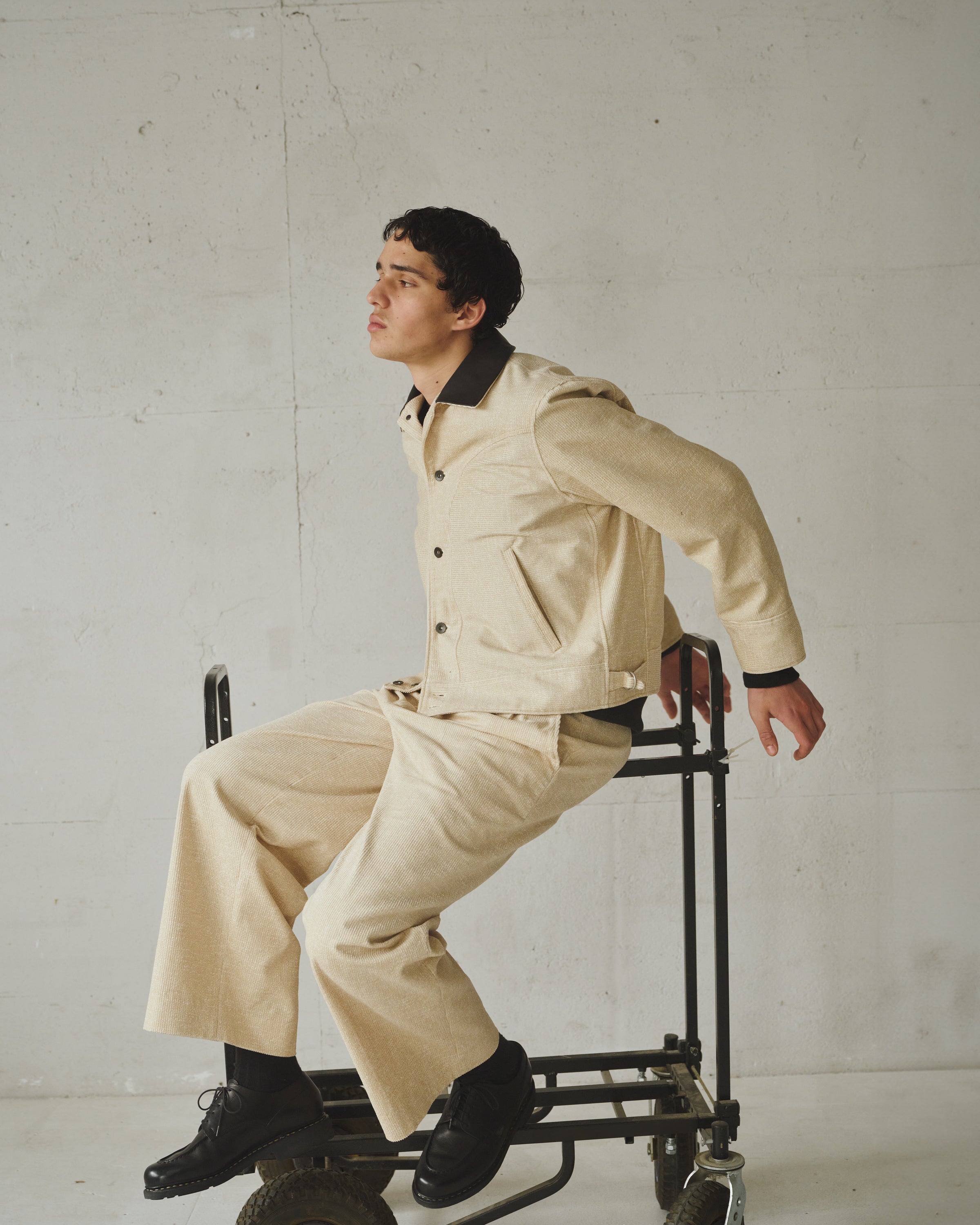 Organic Cotton 8-Wale Corduroy Western Jacket, Ivory