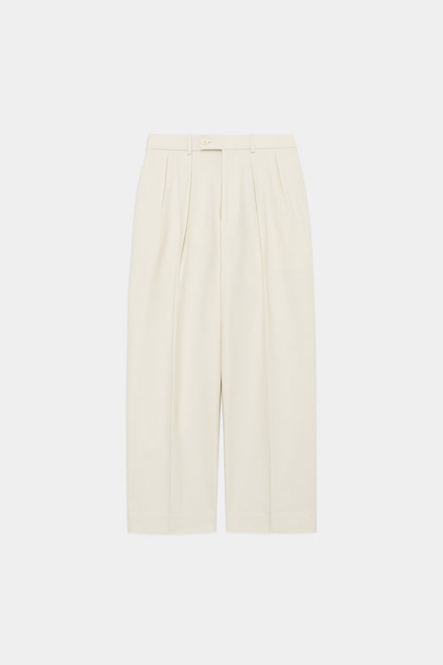 ORGANIC COTTON SURVIVAL CLOTH DOUBLE PLEATED TROUSERS, White