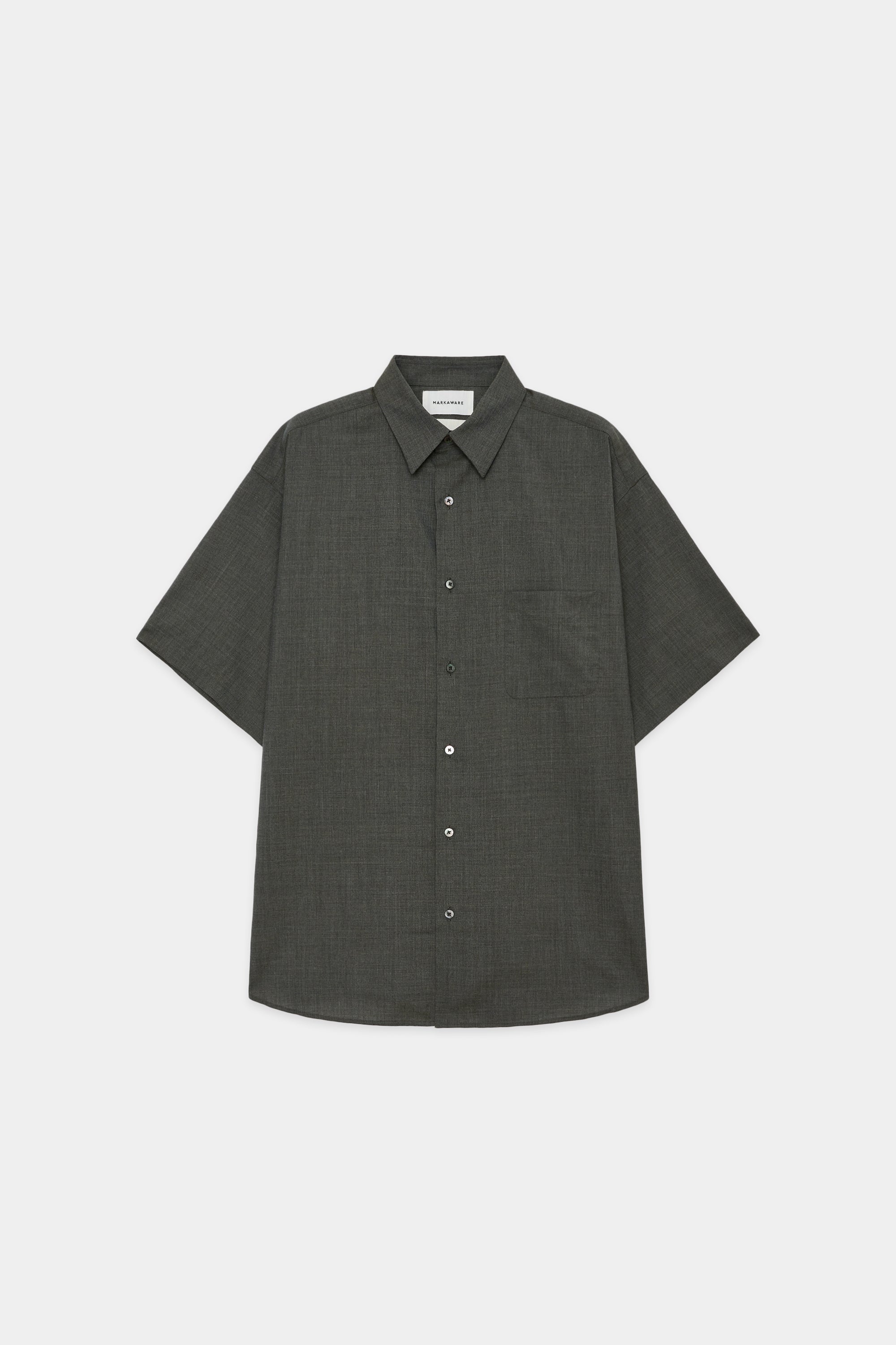 SUPER 120'S WOOL TROPICAL COMFORT FIT SHIRT S/S, Olive Gray