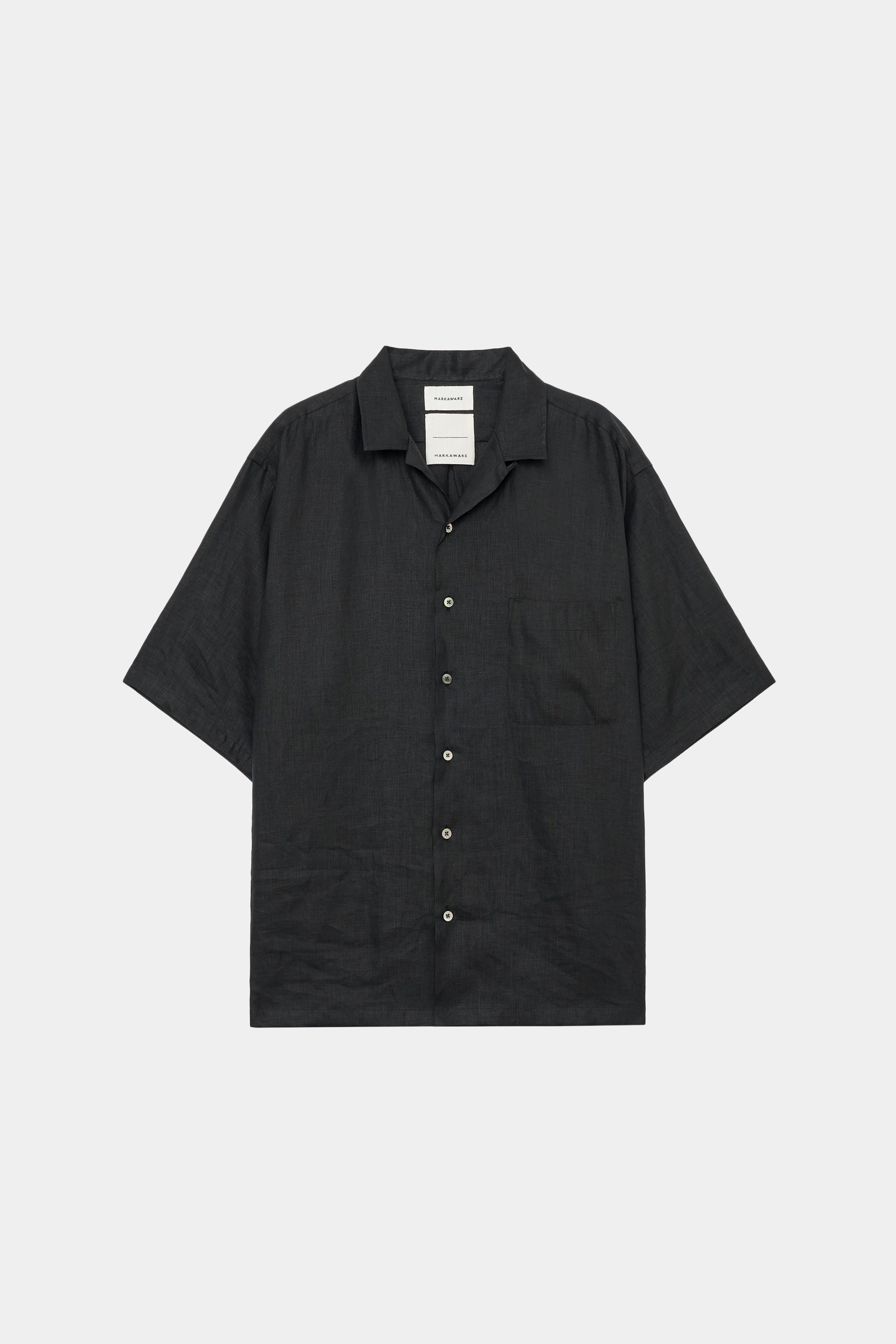 ヘンプ細布 / オープンカラーシャツ S/S, Black – MARKAWARE