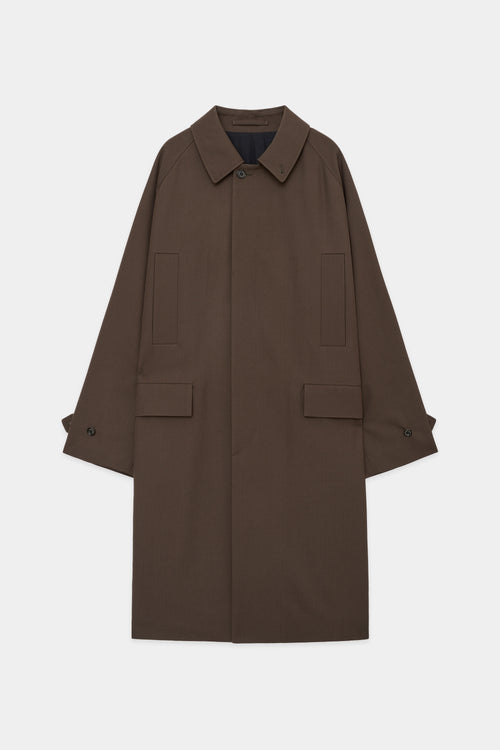 ORGANIC WOOL SURVIVAL CLOTH BIG MAC COAT, Brown Khaki