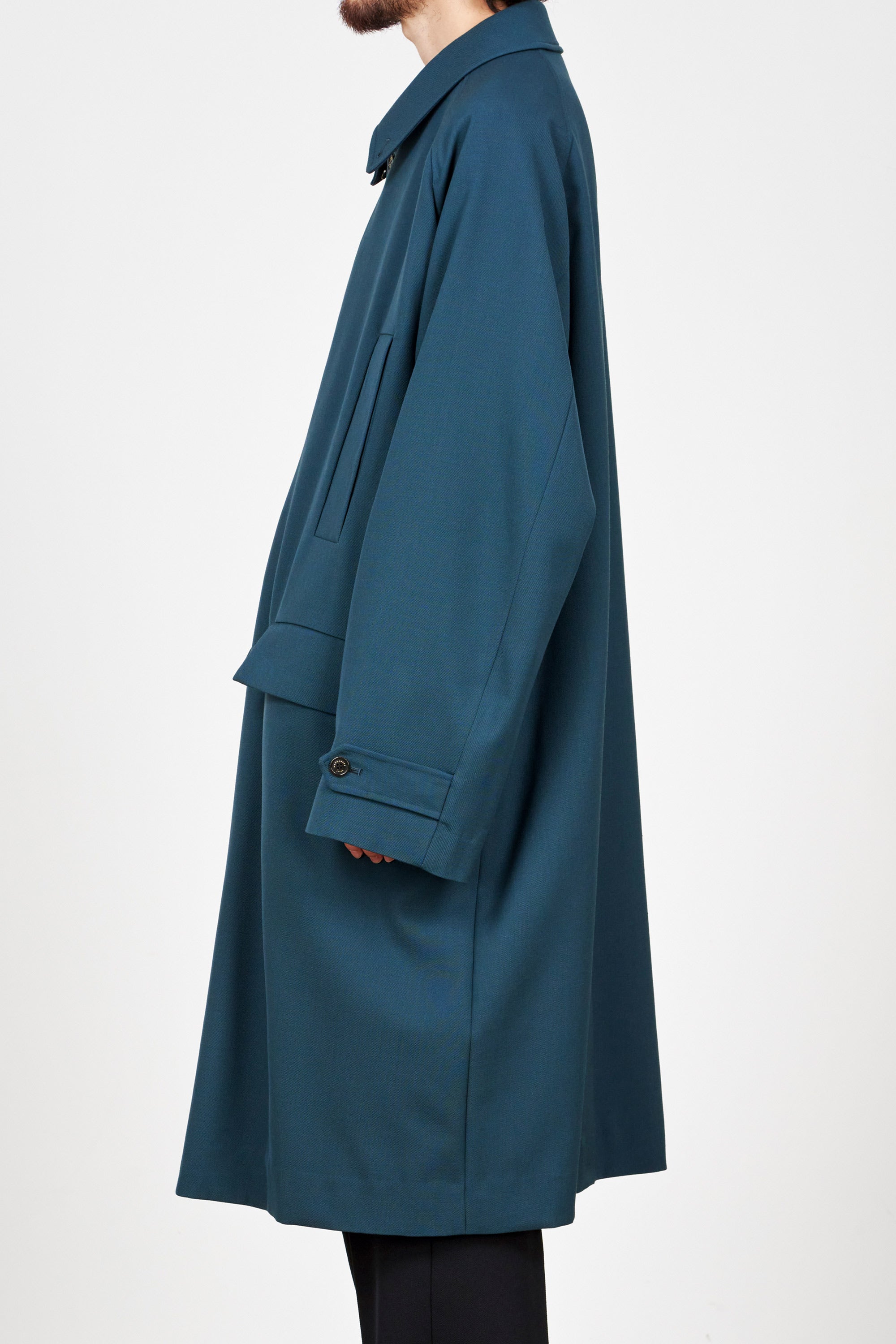 ORGANIC WOOL SURVIVAL CLOTH BIG MAC COAT, Dark Turquoise