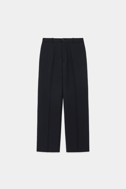 ORGANIC WOOL SURVIVAL CLOTH FLAT FRONT TROUSERS, Black