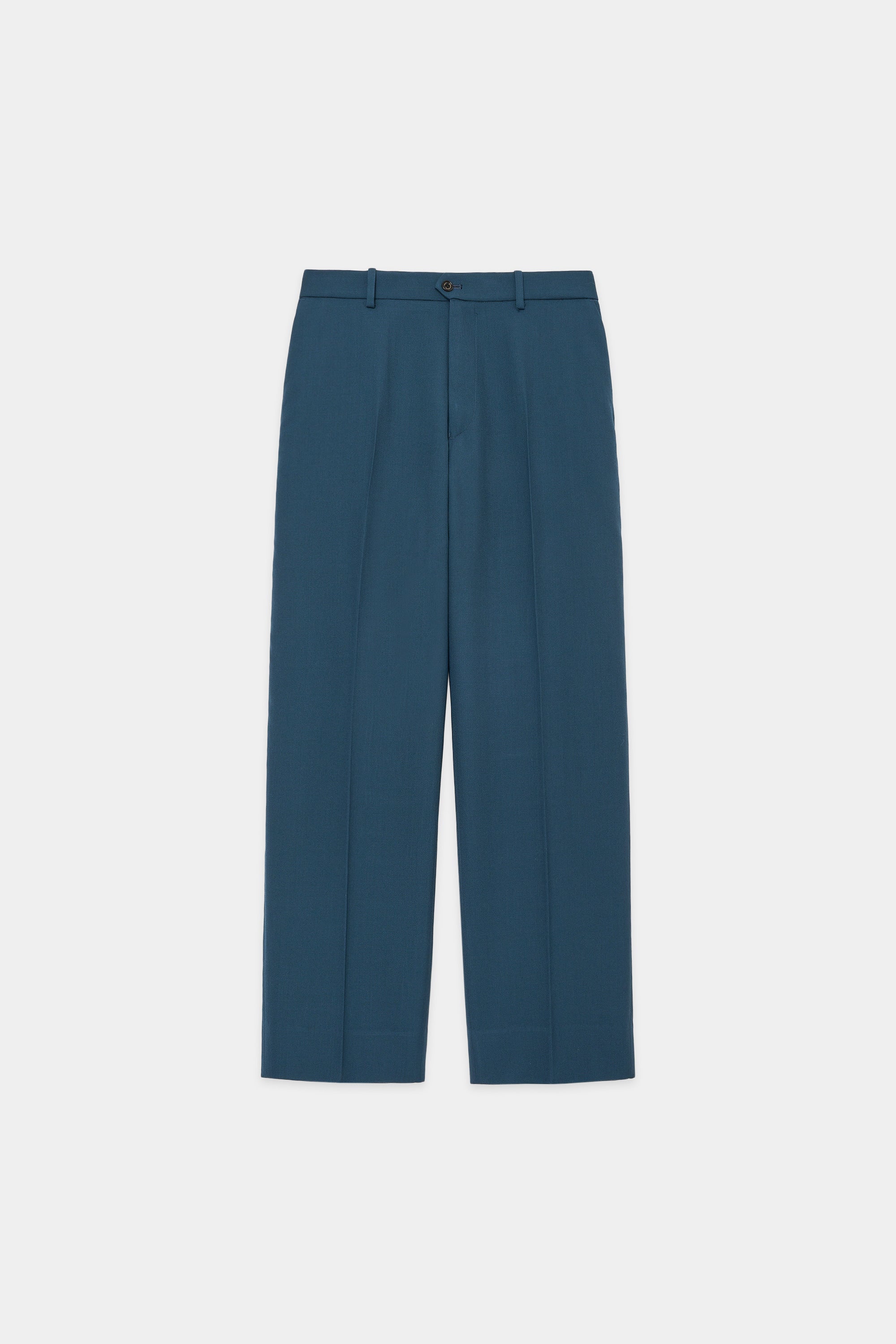 ORGANIC WOOL SURVIVAL CLOTH FLAT FRONT TROUSERS, Dark Turquoise