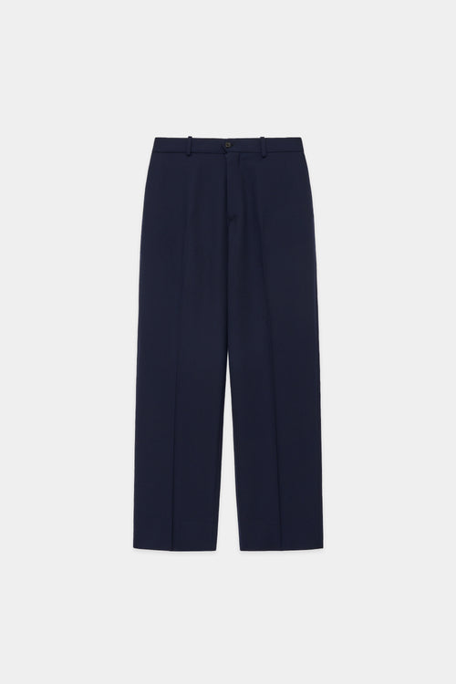 ORGANIC WOOL SURVIVAL CLOTH FLAT FRONT TROUSERS, Navy