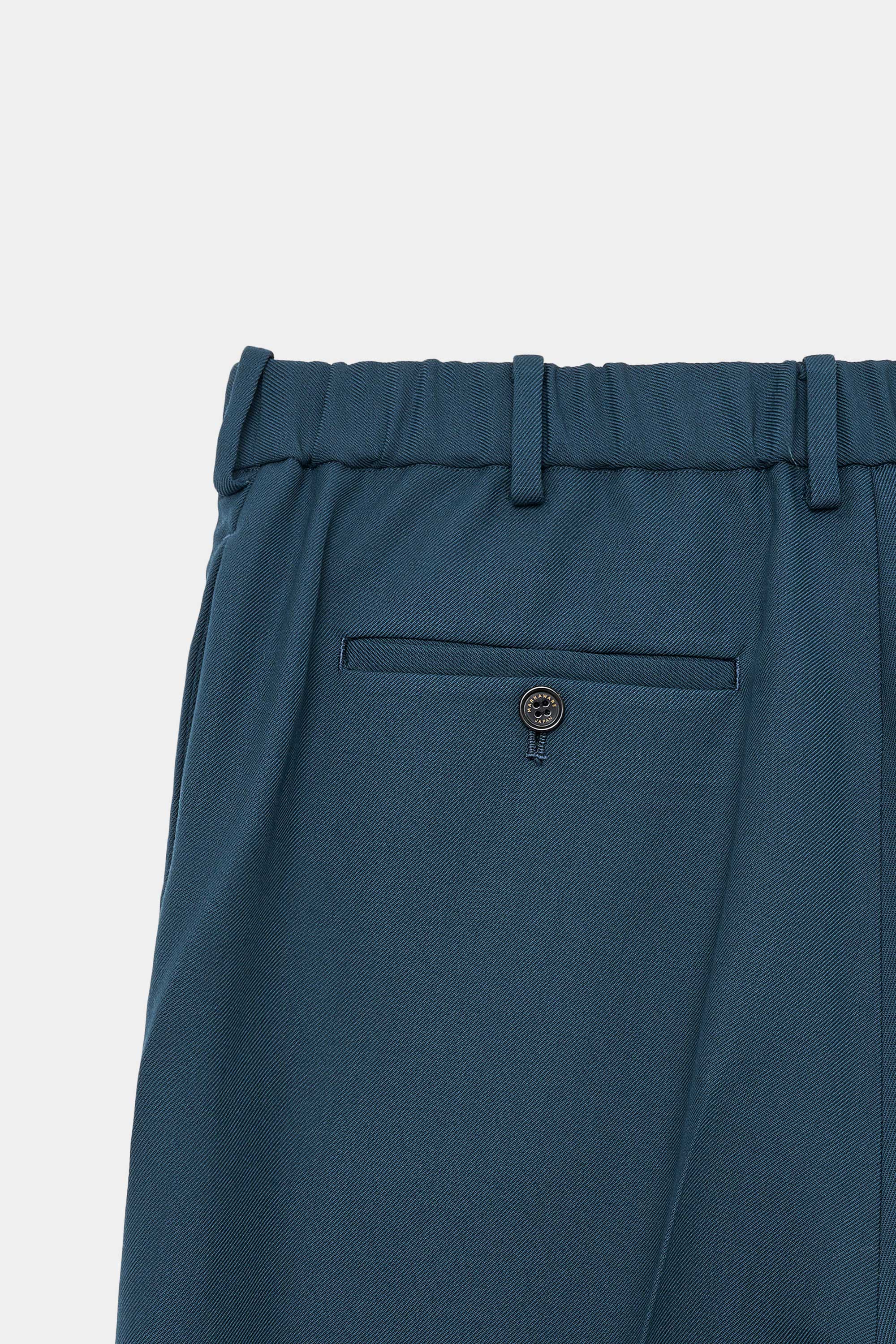 ORGANIC WOOL SURVIVAL CLOTH DOUBLE PLEATED TROUSERS, Dark Turquoise