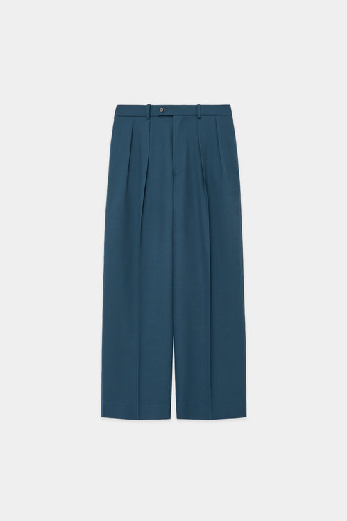 ORGANIC WOOL SURVIVAL CLOTH DOUBLE PLEATED TROUSERS, Dark Turquoise