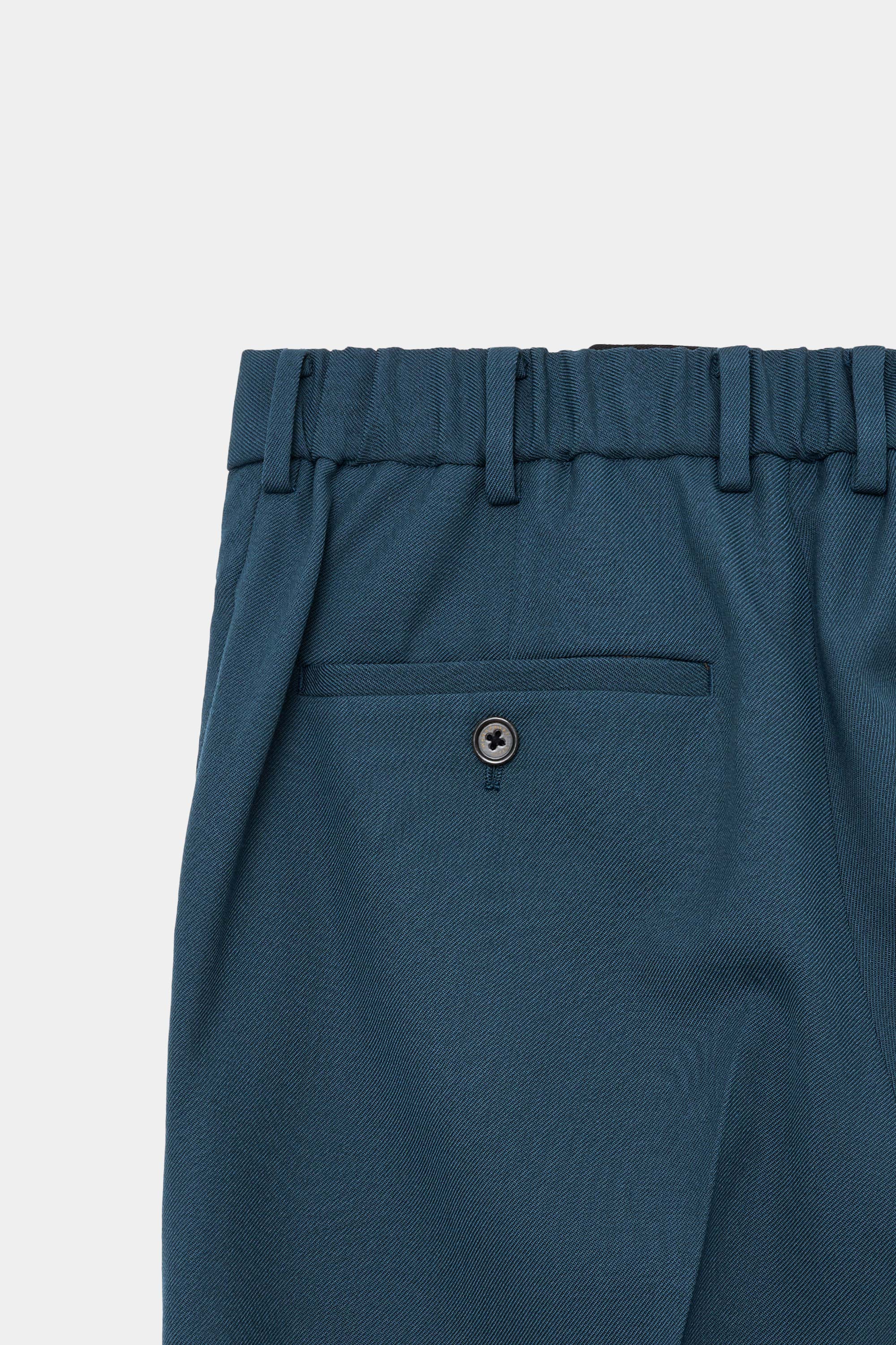 ORGANIC WOOL SURVIVAL CLOTH PEGTOP TROUSERS, Dark Turquoise