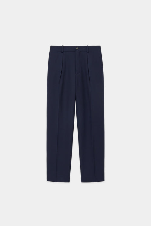 ORGANIC WOOL SURVIVAL CLOTH PEGTOP TROUSERS, Navy
