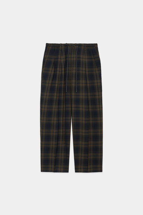  2/72 ORGANIC WOOL CHECK VIYELLA DOUBLE PLEATED EASY TROUSERS, Brown Check