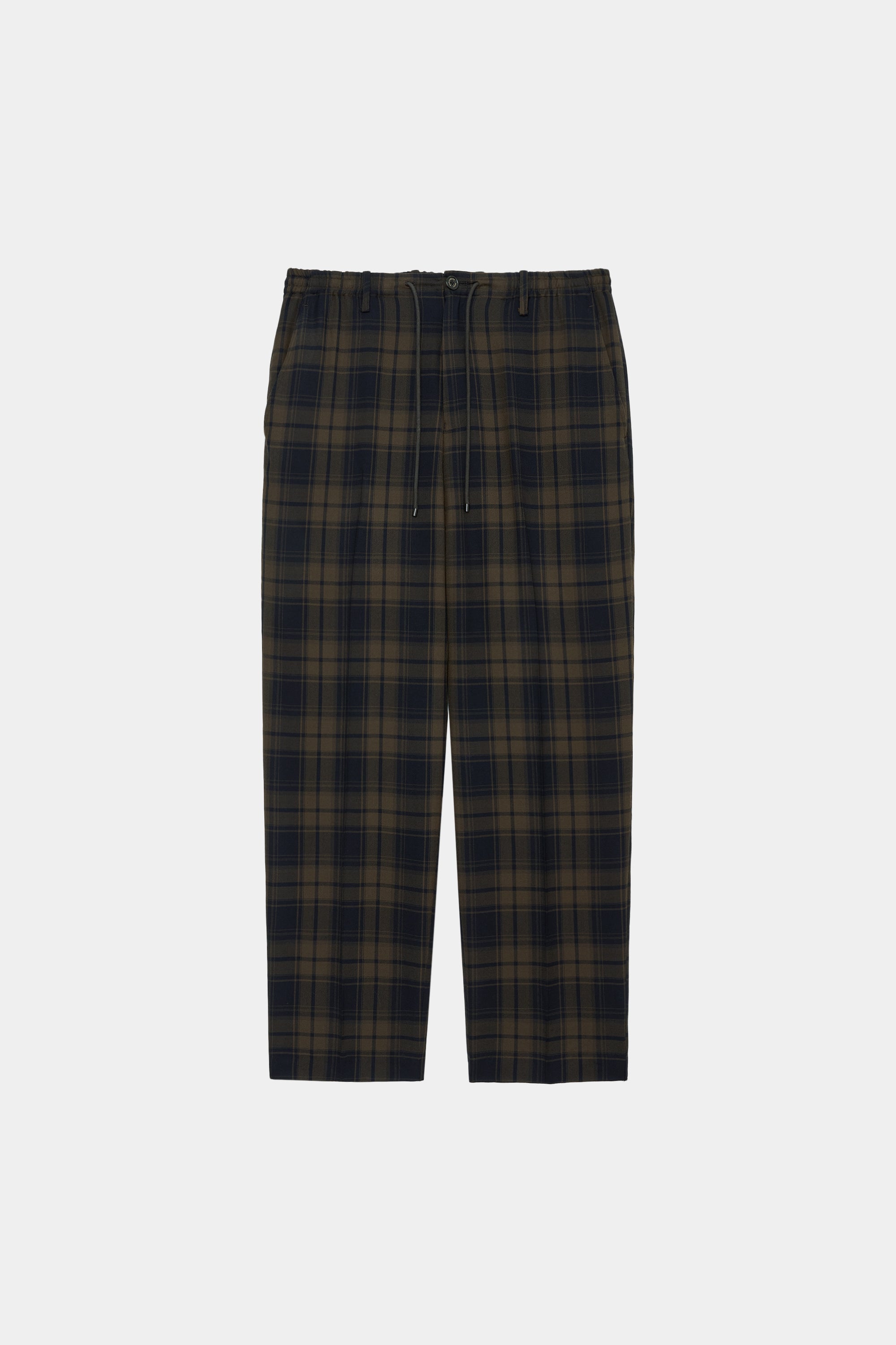  2/72 ORGANIC WOOL CHECK VIYELLA FLAT FRONT EASY TROUSERS, Brown Check