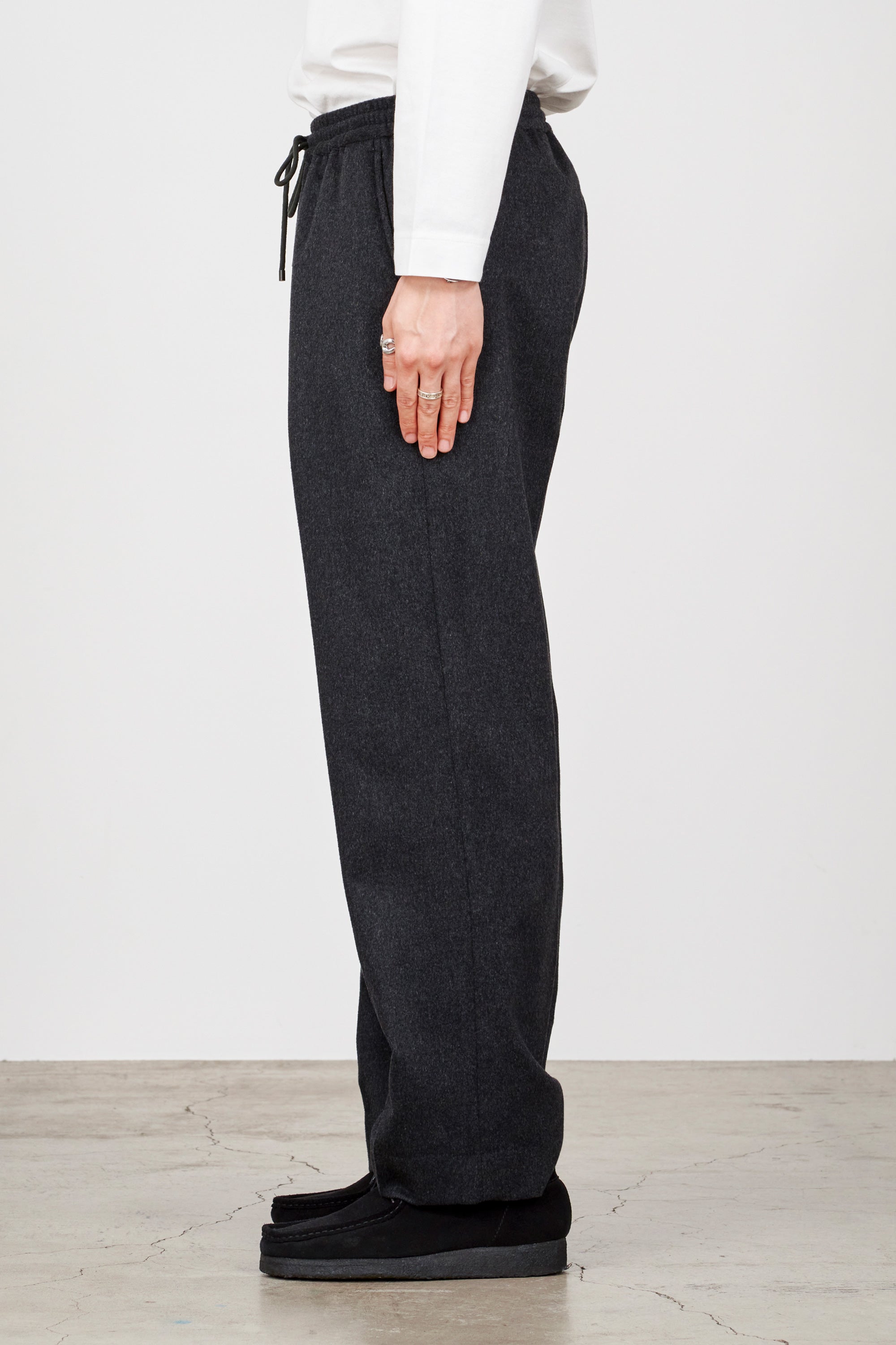 CASHMERE FLANNEL CASHMERE TROUSERS, Charcoal