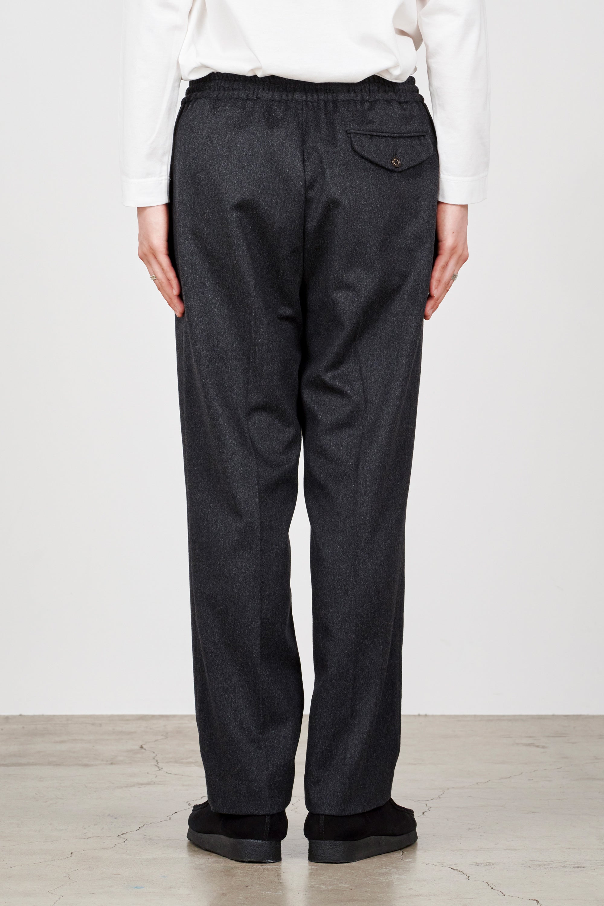 CASHMERE FLANNEL CASHMERE TROUSERS, Charcoal