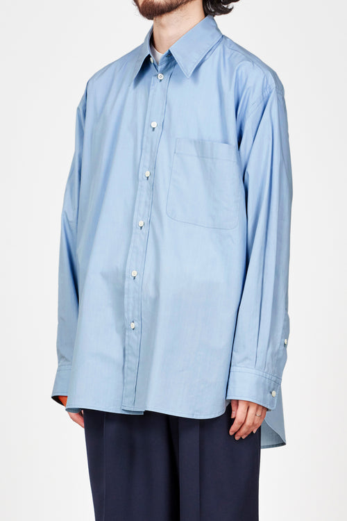 オーガニックエジプトコットンタイプライター / ロングポイントシャツ, Saxe Blue