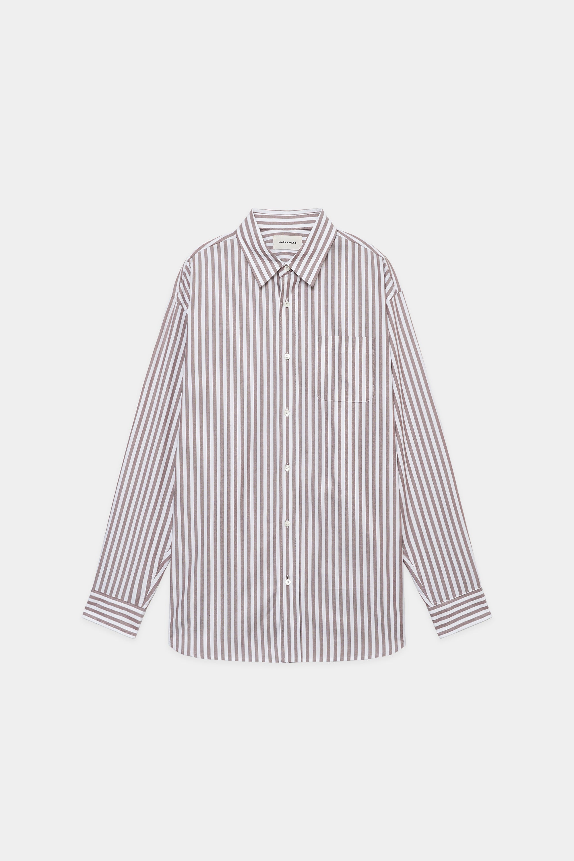 SOKTAS STRIPE OXFORD HUGE SHIRTS, Brown – MARKAWARE