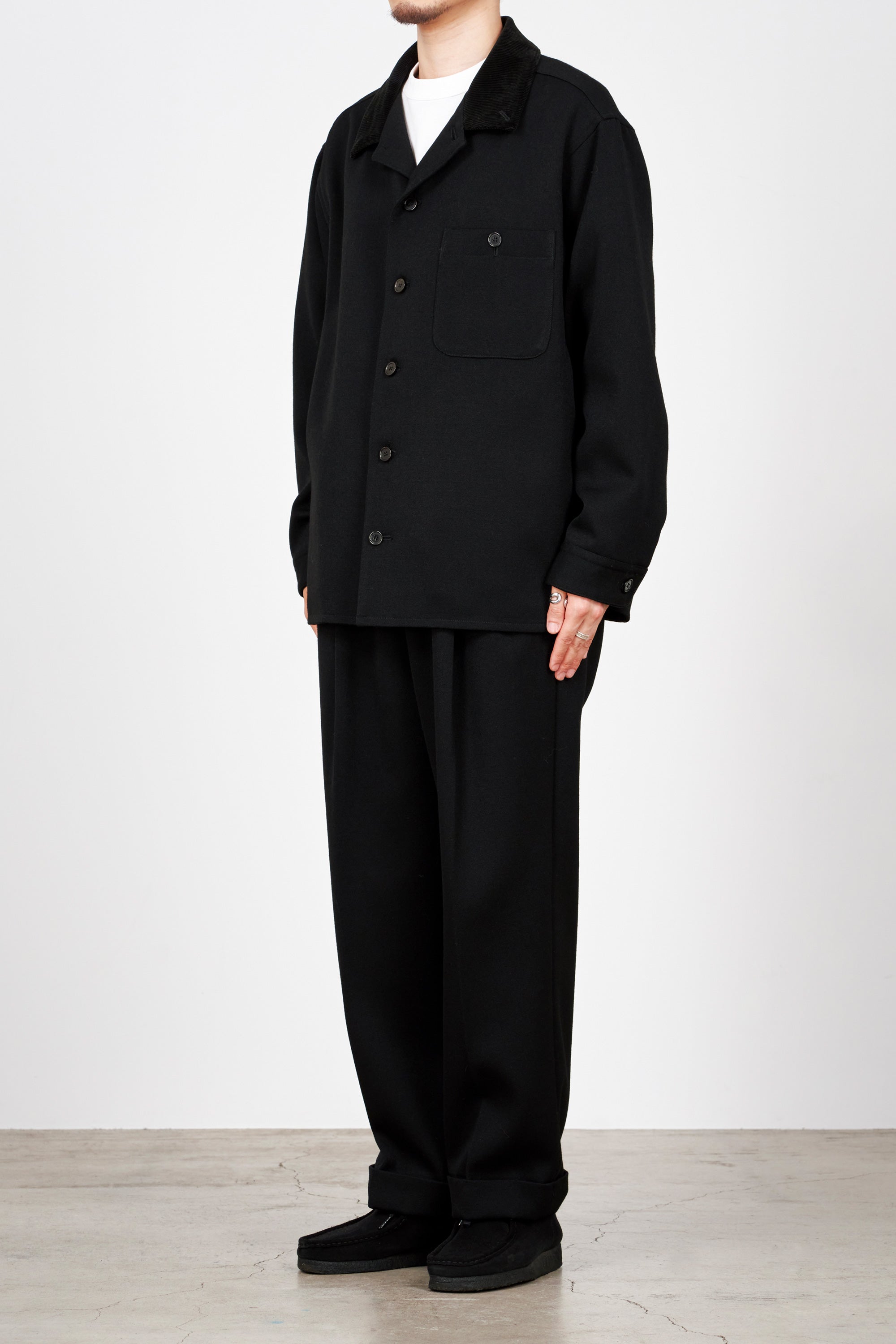 ORGANIC WOOL TAXEED CLOTH WOODSMAN SHIRT, Black