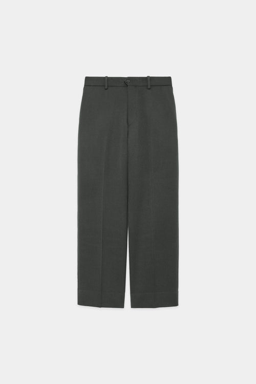 ORGANIC WOOL TAXEED CLOTH FLAT FRONT TROUSERS, Blue Gray