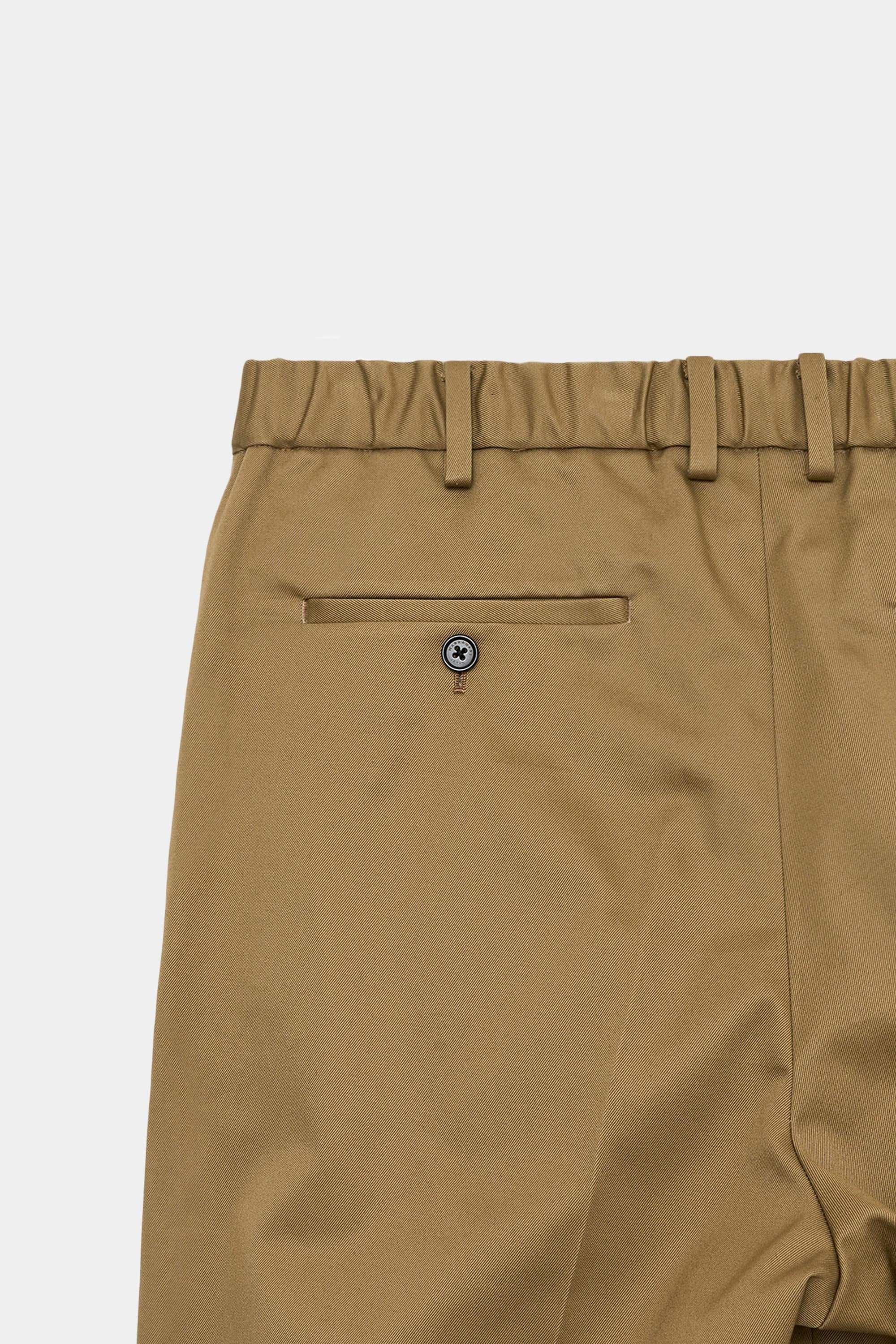 ORGANIC COTTON 30/2 TWILL DOUBLE PLEATED TROUSERS, Beige