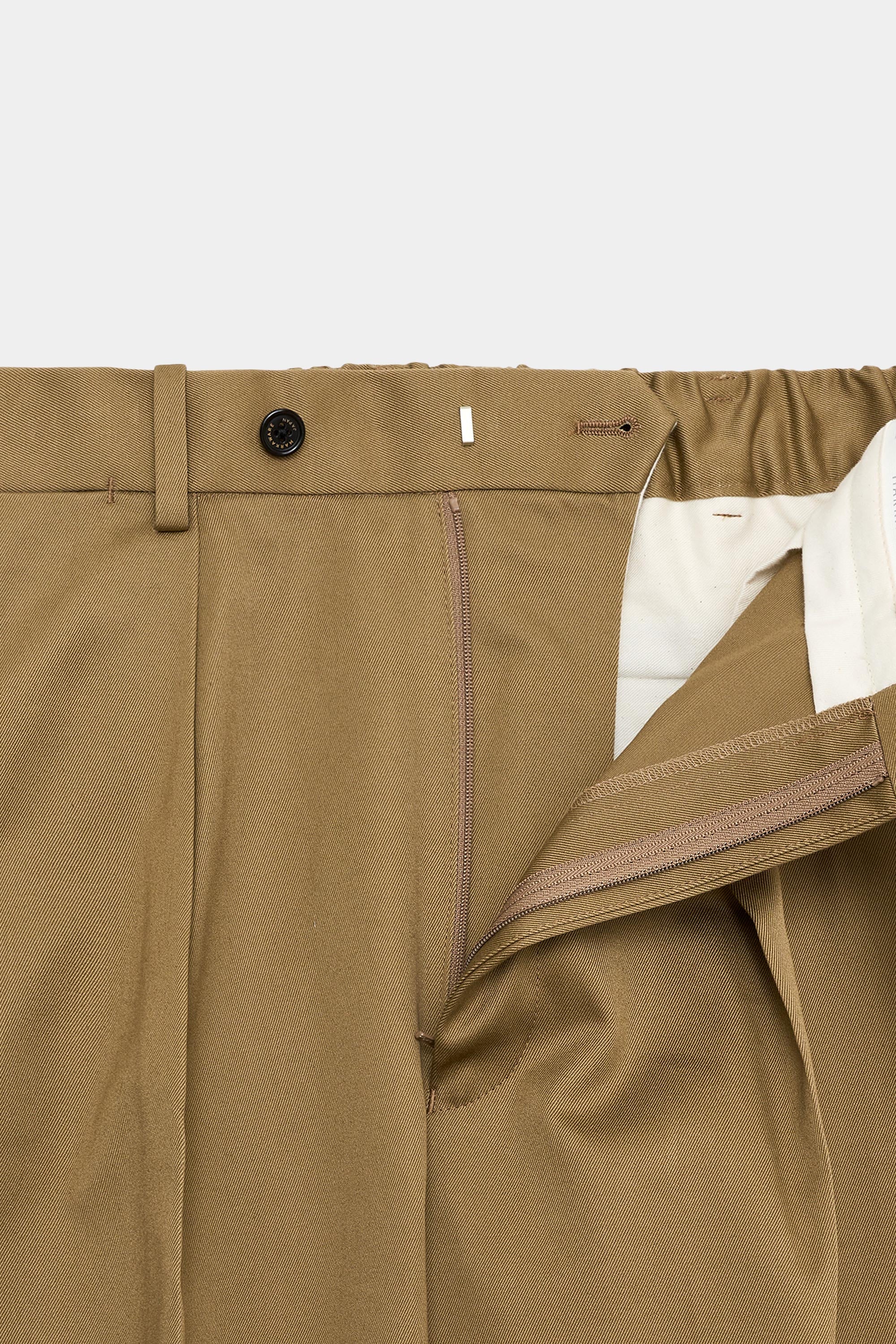 ORGANIC COTTON 30/2 TWILL CLASSIC FIT TROUSERS, Beige