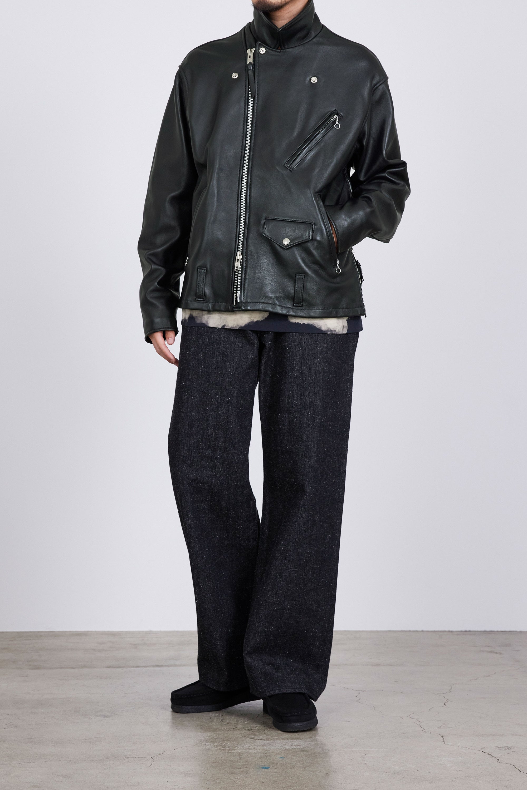 Schott × MARKAWARE for ÉDIFICE ''ONE STAR RIDERS JACKET'', Black