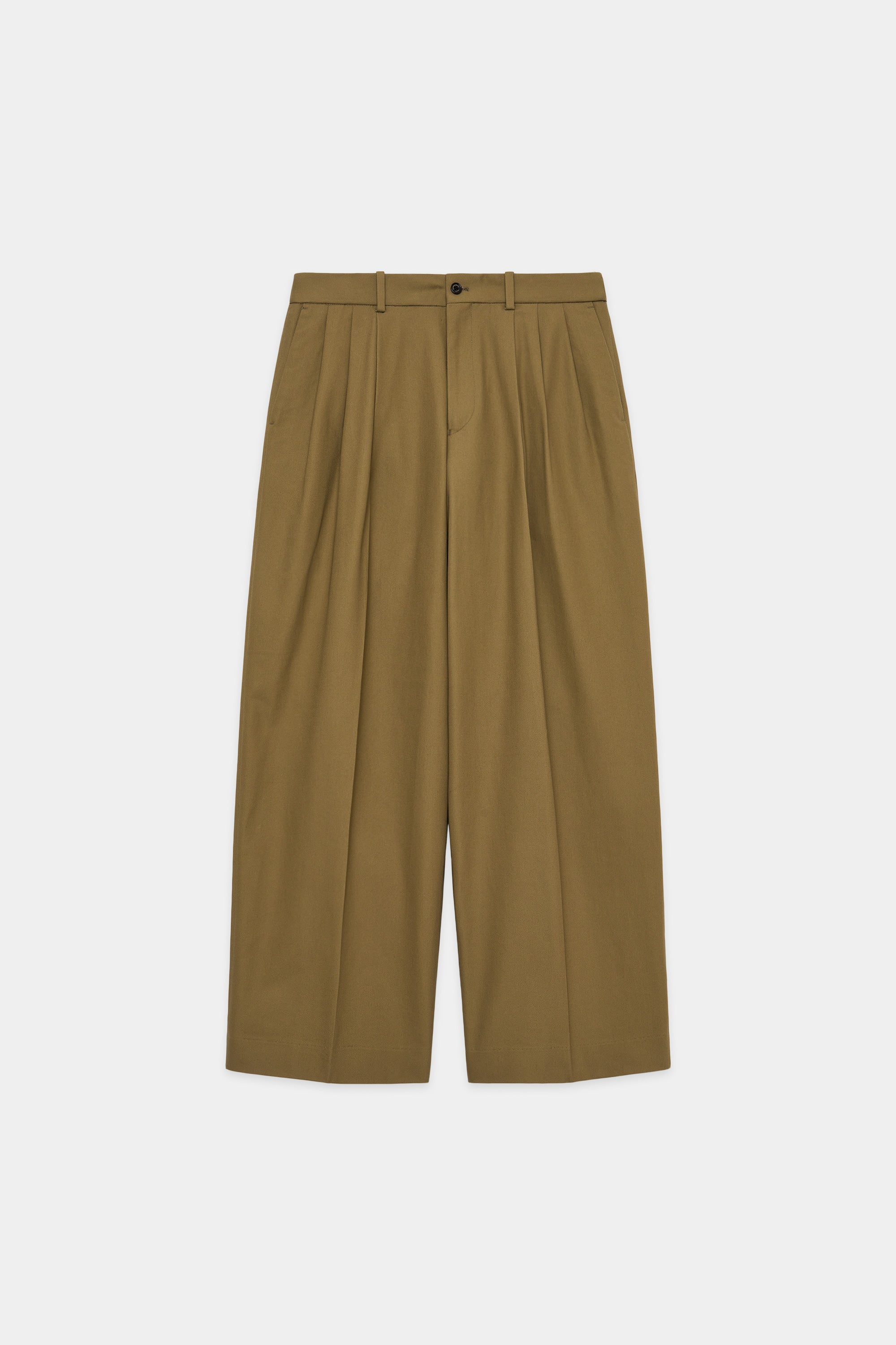 ORGANIC COTTON SURVIVAL CLOTH TRIPLE PLEATED WIDE TROUSERS, Beige