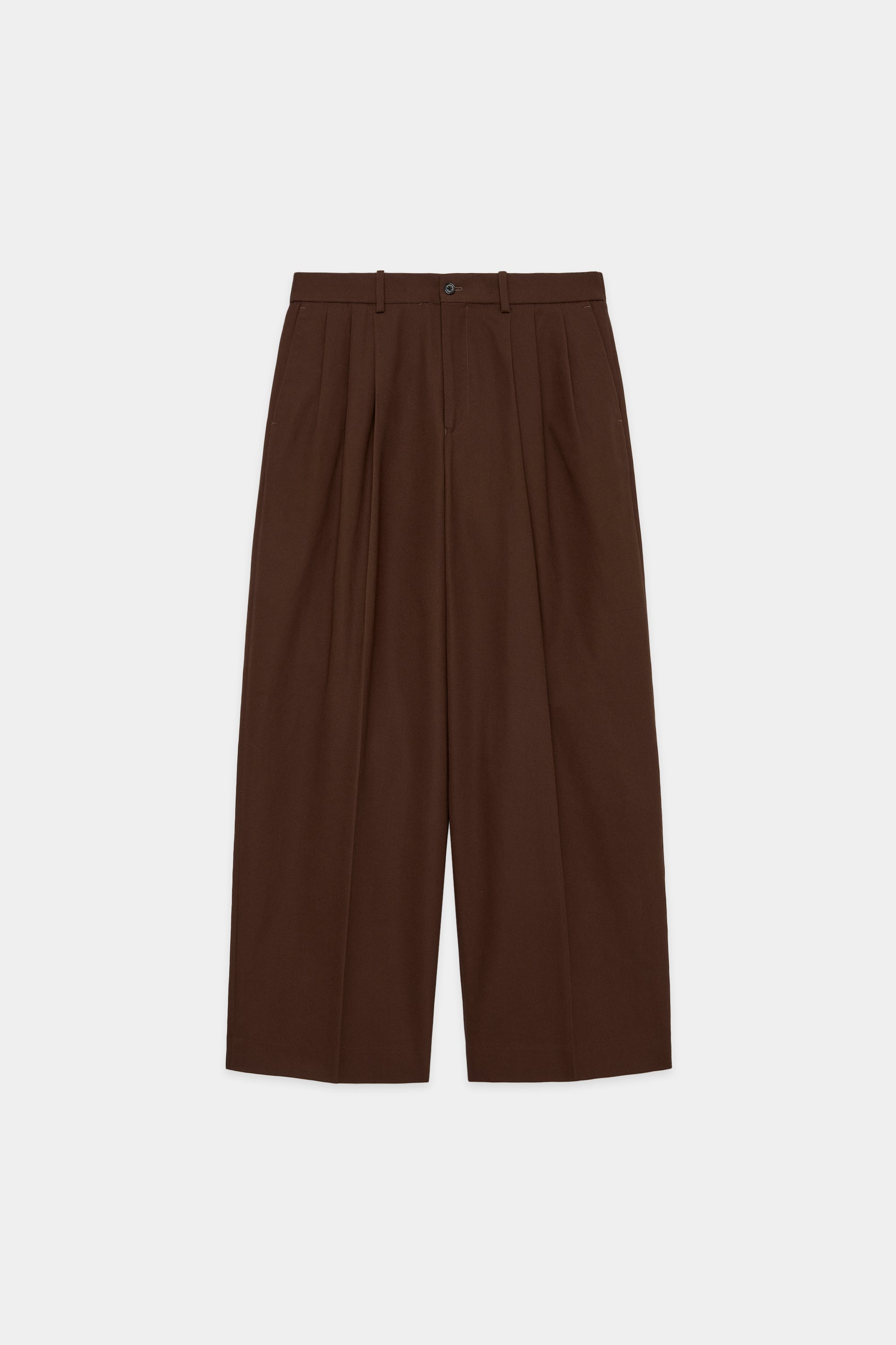 ORGANIC COTTON SURVIVAL CLOTH TRIPLE PLEATED WIDE TROUSERS, Brown