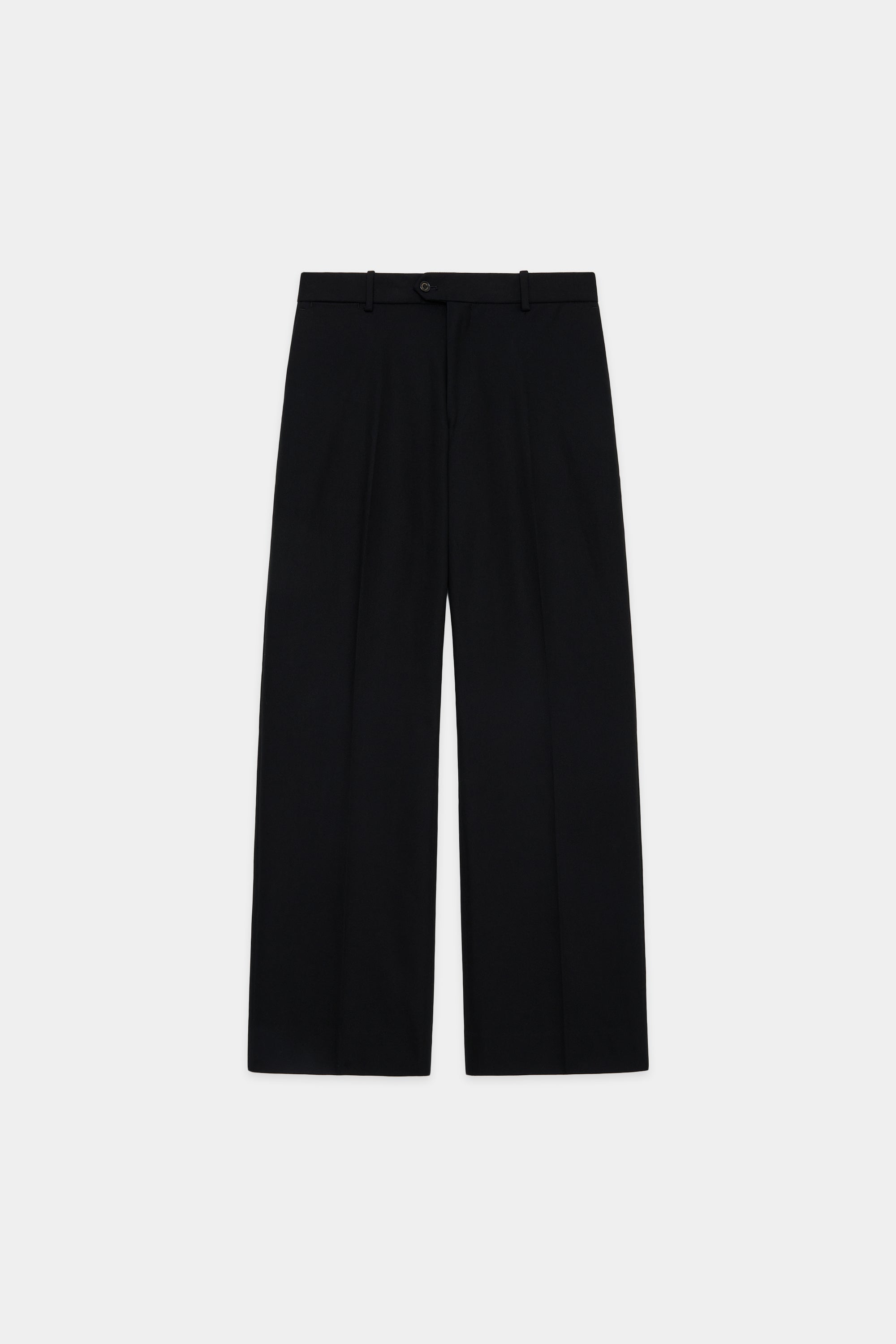 ORGANIC COTTON SURVIVAL CLOTH FLAT FRONT FLARED TROUSERS, Black