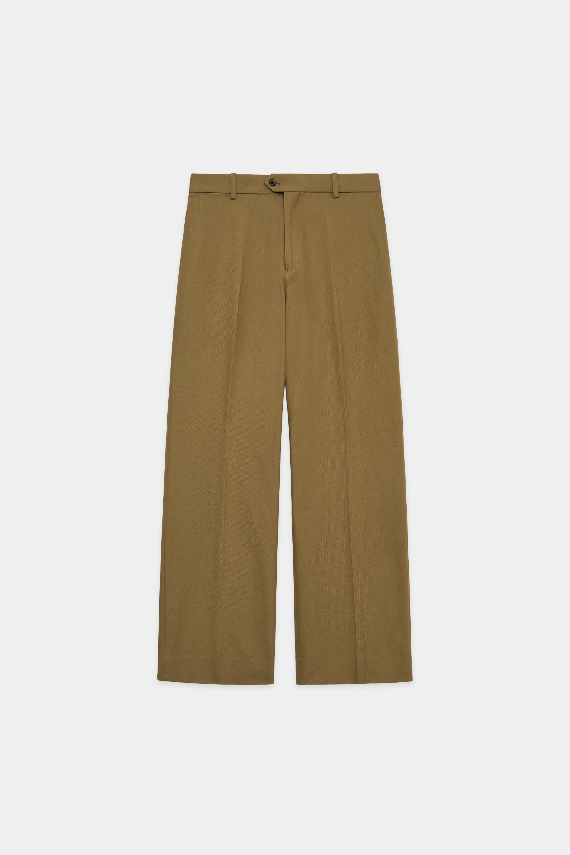 ORGANIC COTTON SURVIVAL CLOTH FLAT FRONT FLARED TROUSERS, Beige