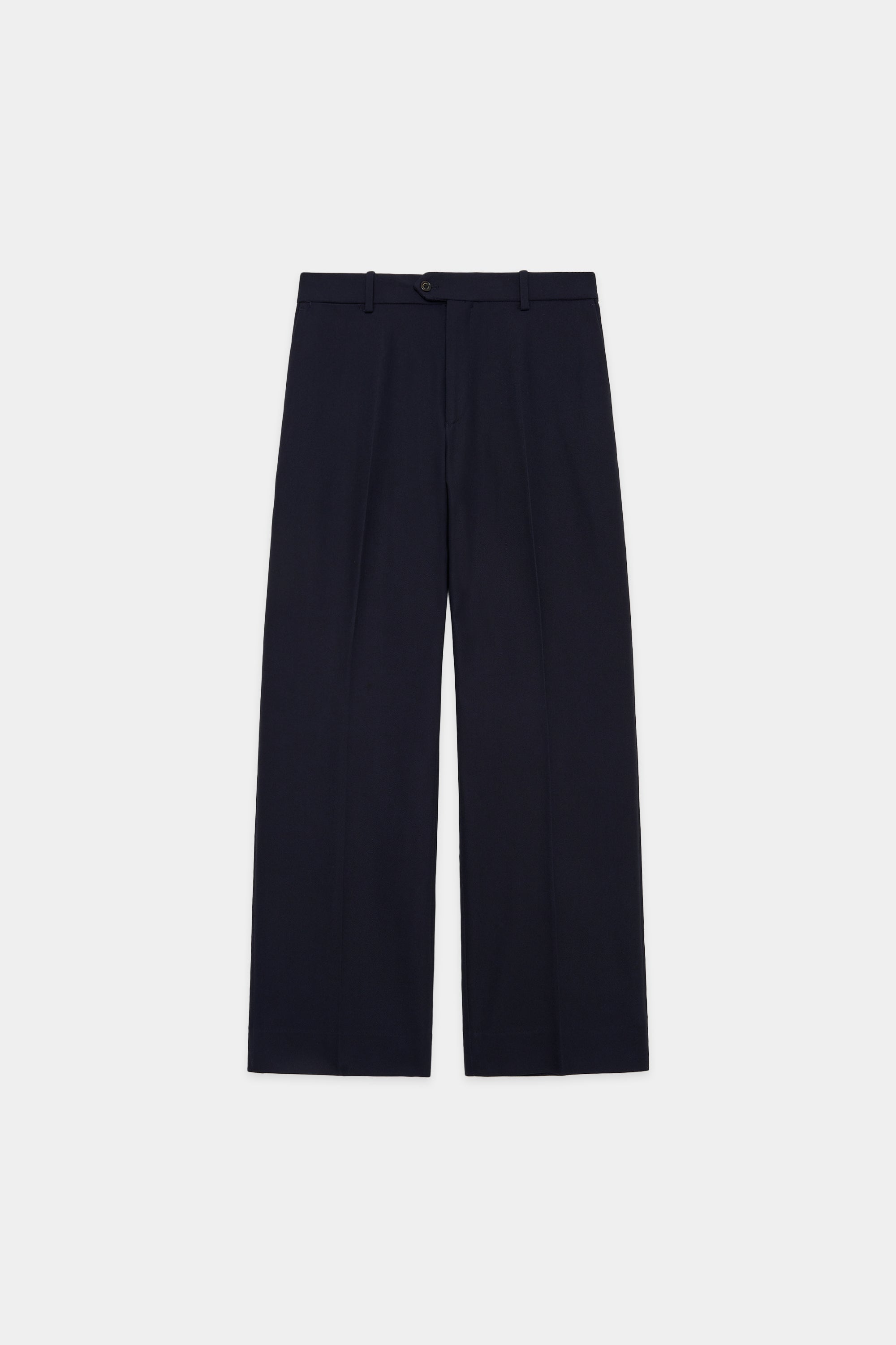 ORGANIC COTTON SURVIVAL CLOTH FLAT FRONT FLARED TROUSERS, Navy